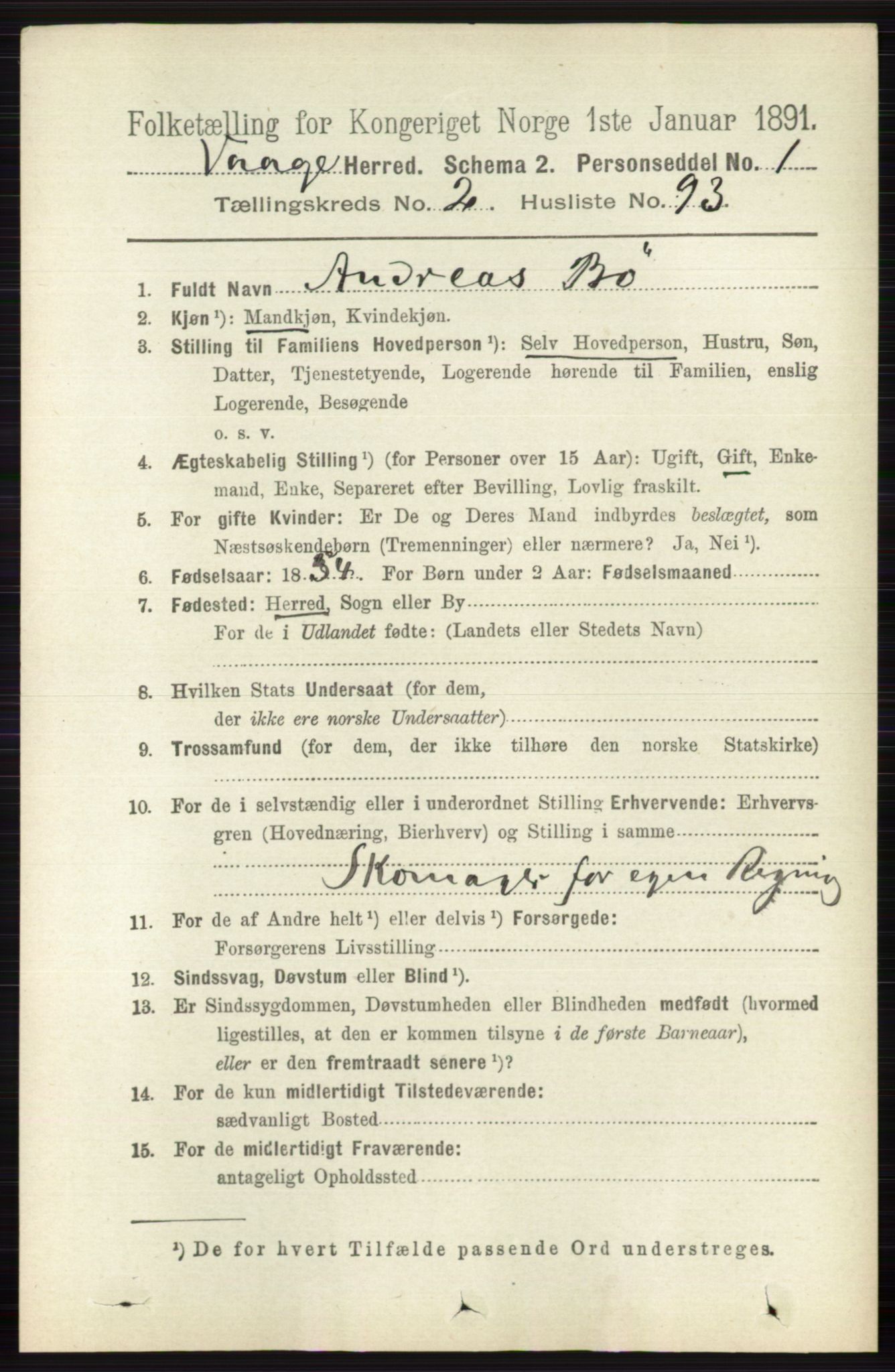 RA, 1891 census for 0515 Vågå, 1891, p. 1757