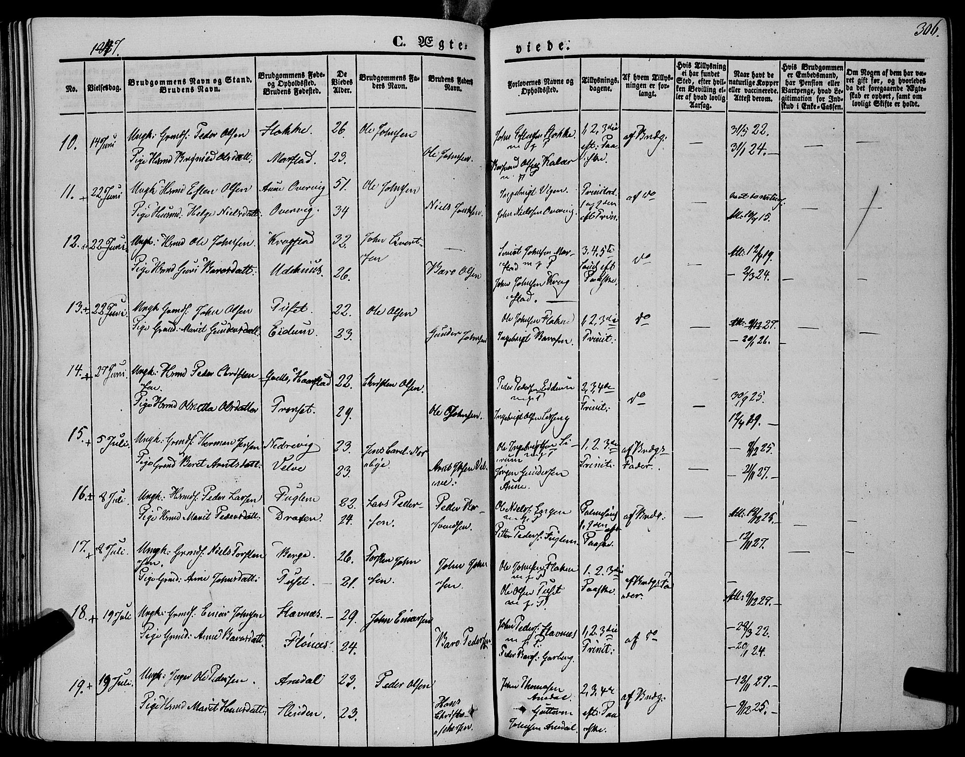 Ministerialprotokoller, klokkerbøker og fødselsregistre - Sør-Trøndelag, SAT/A-1456/695/L1145: Parish register (official) no. 695A06 /1, 1843-1859, p. 306