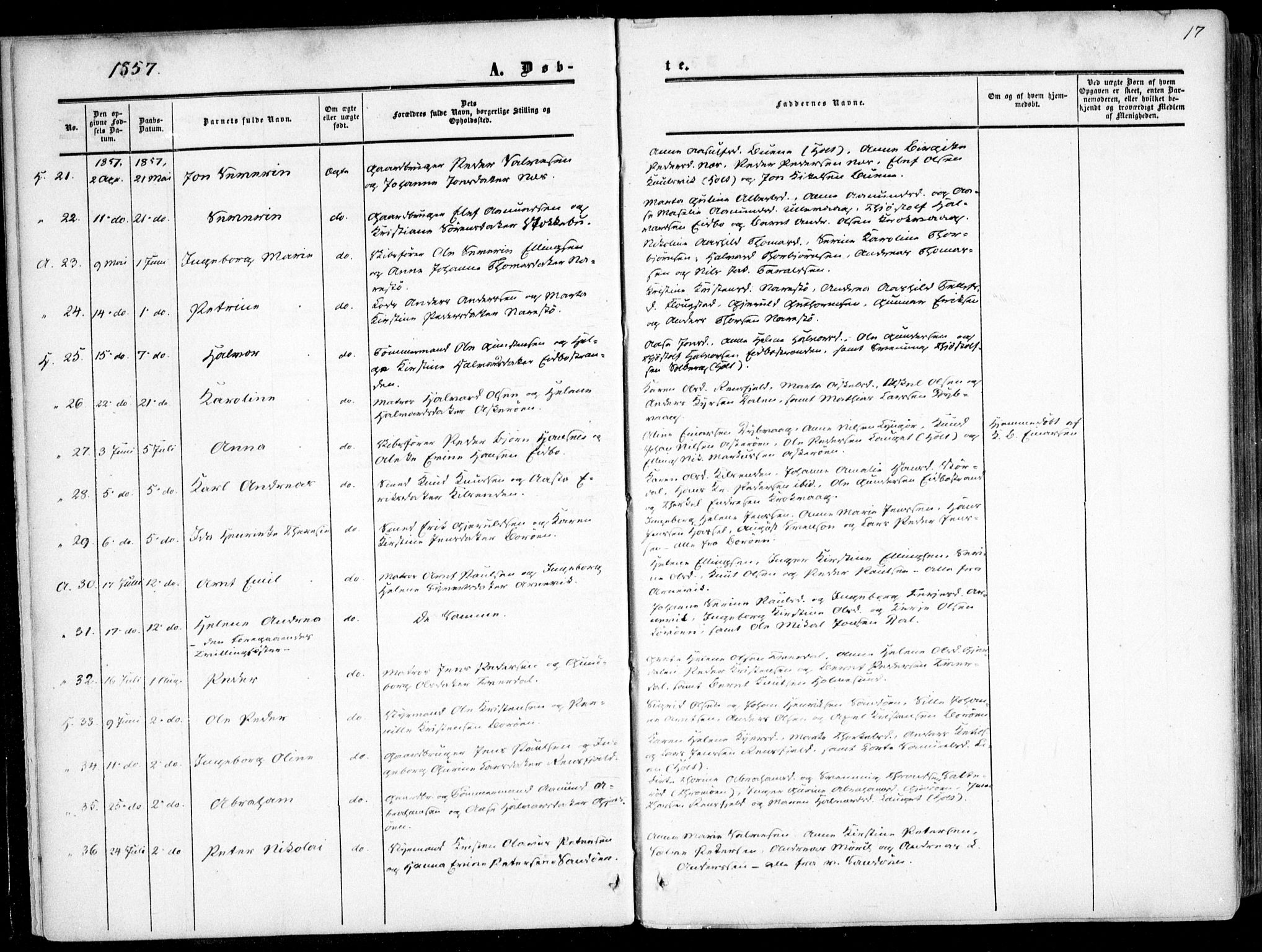 Dypvåg sokneprestkontor, AV/SAK-1111-0007/F/Fa/Faa/L0006: Parish register (official) no. A 6, 1855-1872, p. 17