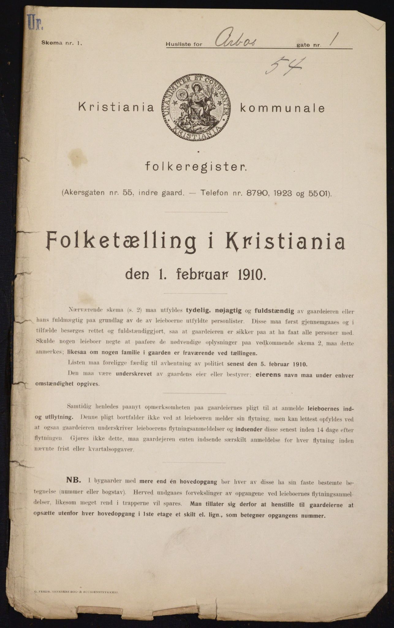 OBA, Municipal Census 1910 for Kristiania, 1910, p. 1570