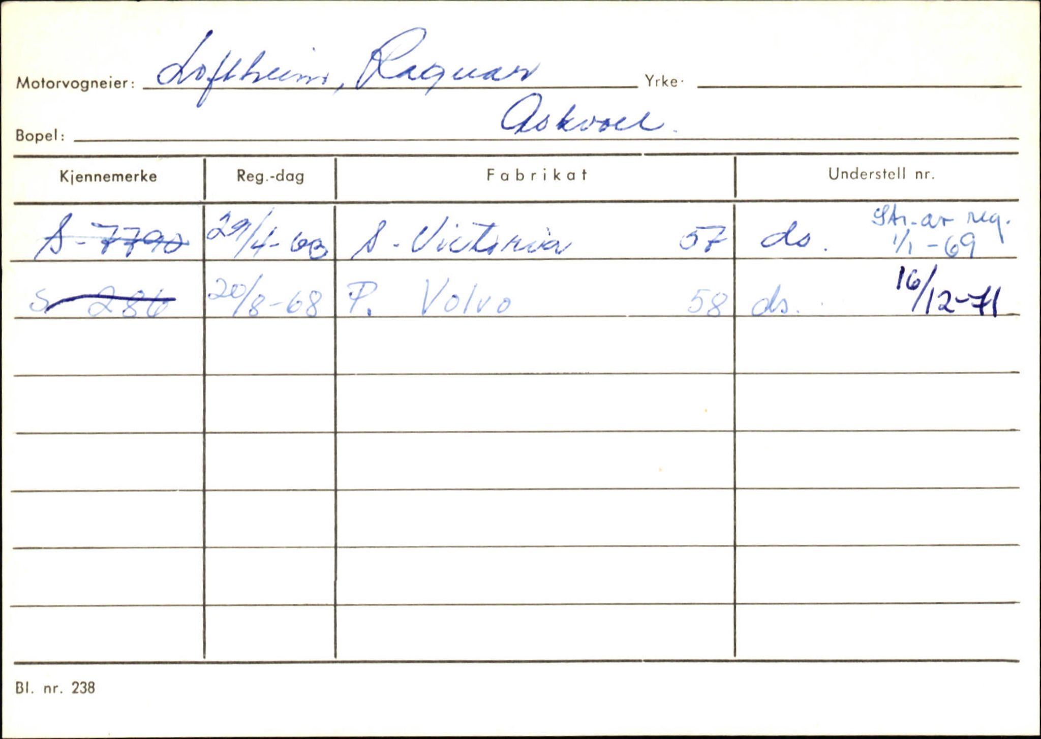 Statens vegvesen, Sogn og Fjordane vegkontor, SAB/A-5301/4/F/L0132: Eigarregister Askvoll A-Å. Balestrand A-Å, 1945-1975, p. 790