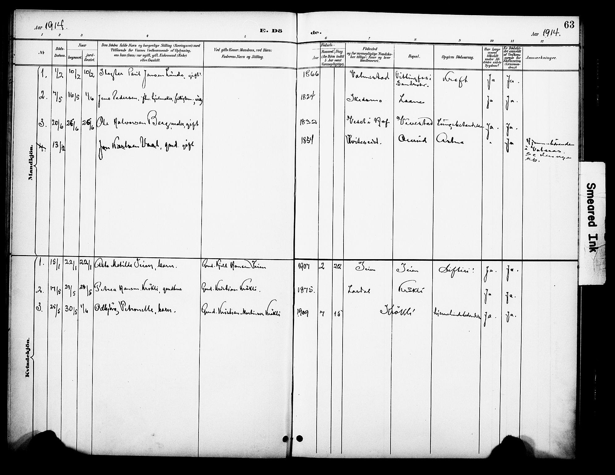 Ramnes kirkebøker, AV/SAKO-A-314/F/Fc/L0002: Parish register (official) no. III 2, 1900-1914, p. 63