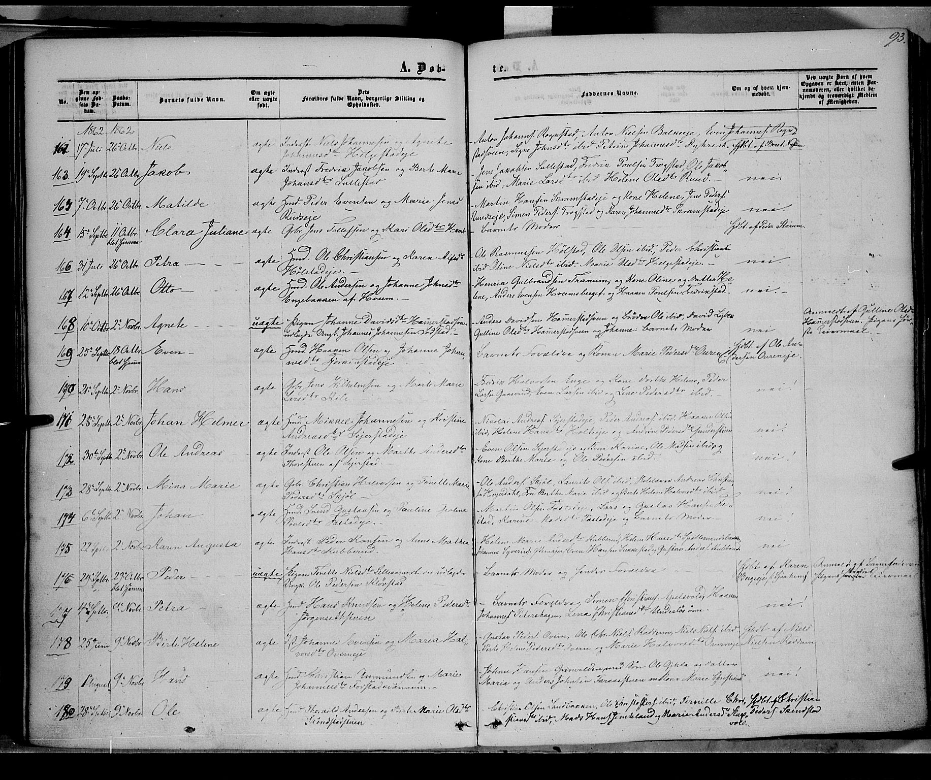 Østre Toten prestekontor, AV/SAH-PREST-104/H/Ha/Haa/L0004: Parish register (official) no. 4, 1857-1865, p. 93