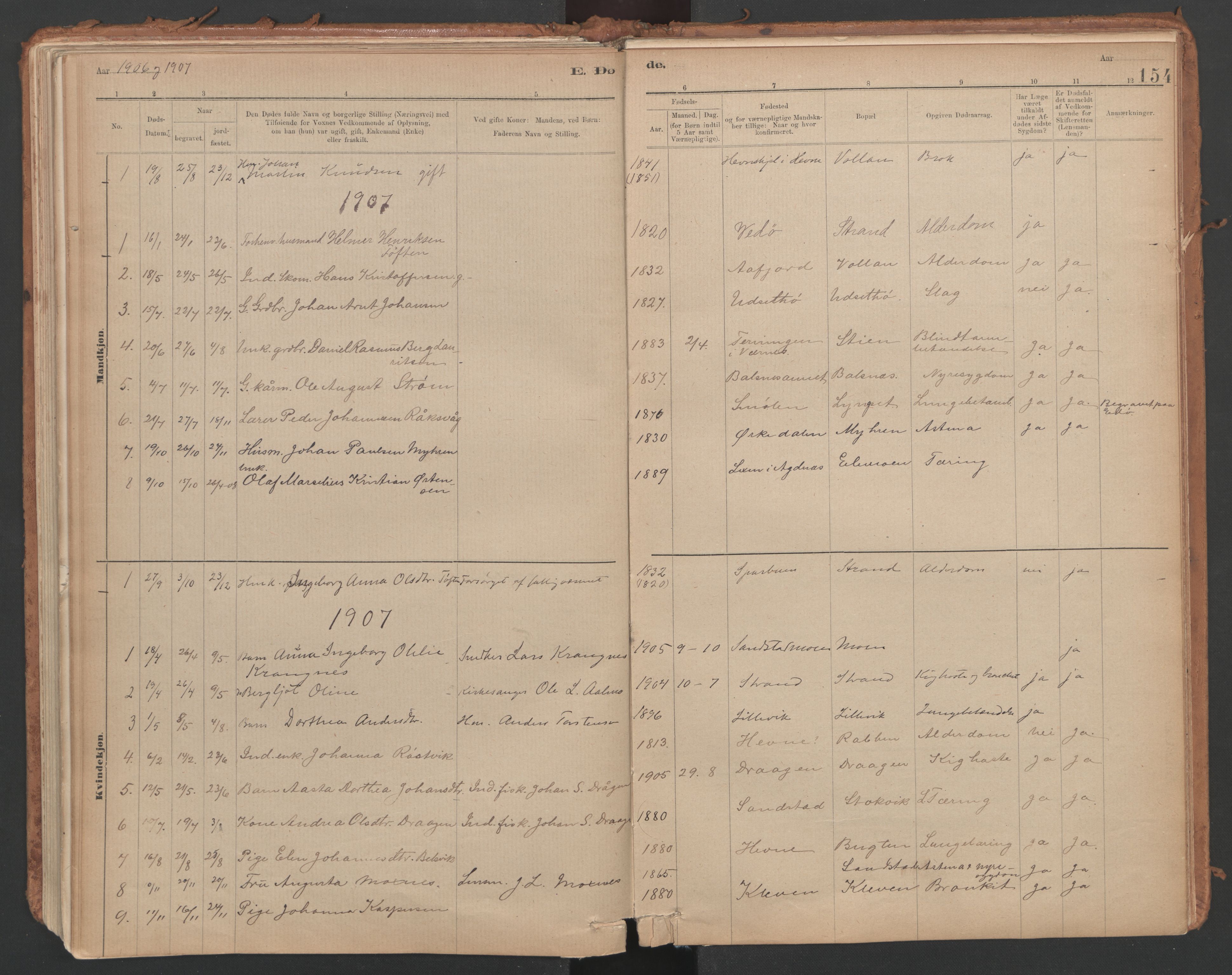 Ministerialprotokoller, klokkerbøker og fødselsregistre - Sør-Trøndelag, SAT/A-1456/639/L0572: Parish register (official) no. 639A01, 1890-1920, p. 154