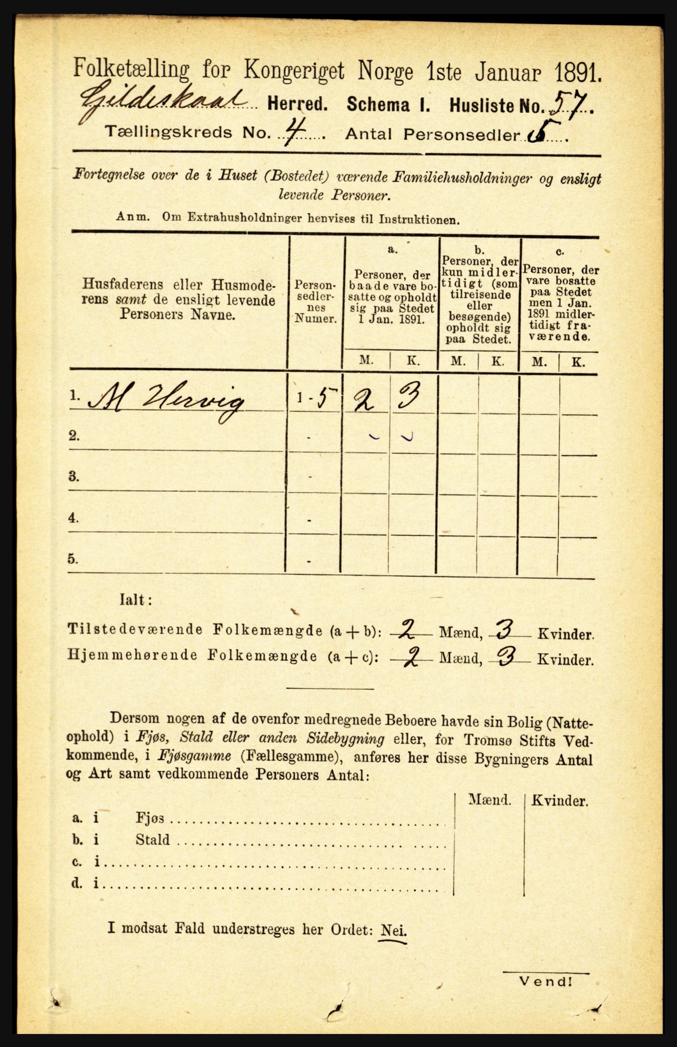 RA, 1891 census for 1838 Gildeskål, 1891, p. 1056