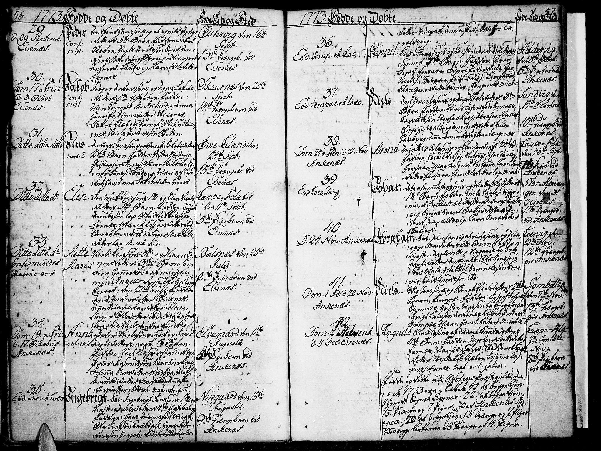 Ministerialprotokoller, klokkerbøker og fødselsregistre - Nordland, SAT/A-1459/863/L0892: Parish register (official) no. 863A04, 1765-1794, p. 56-57