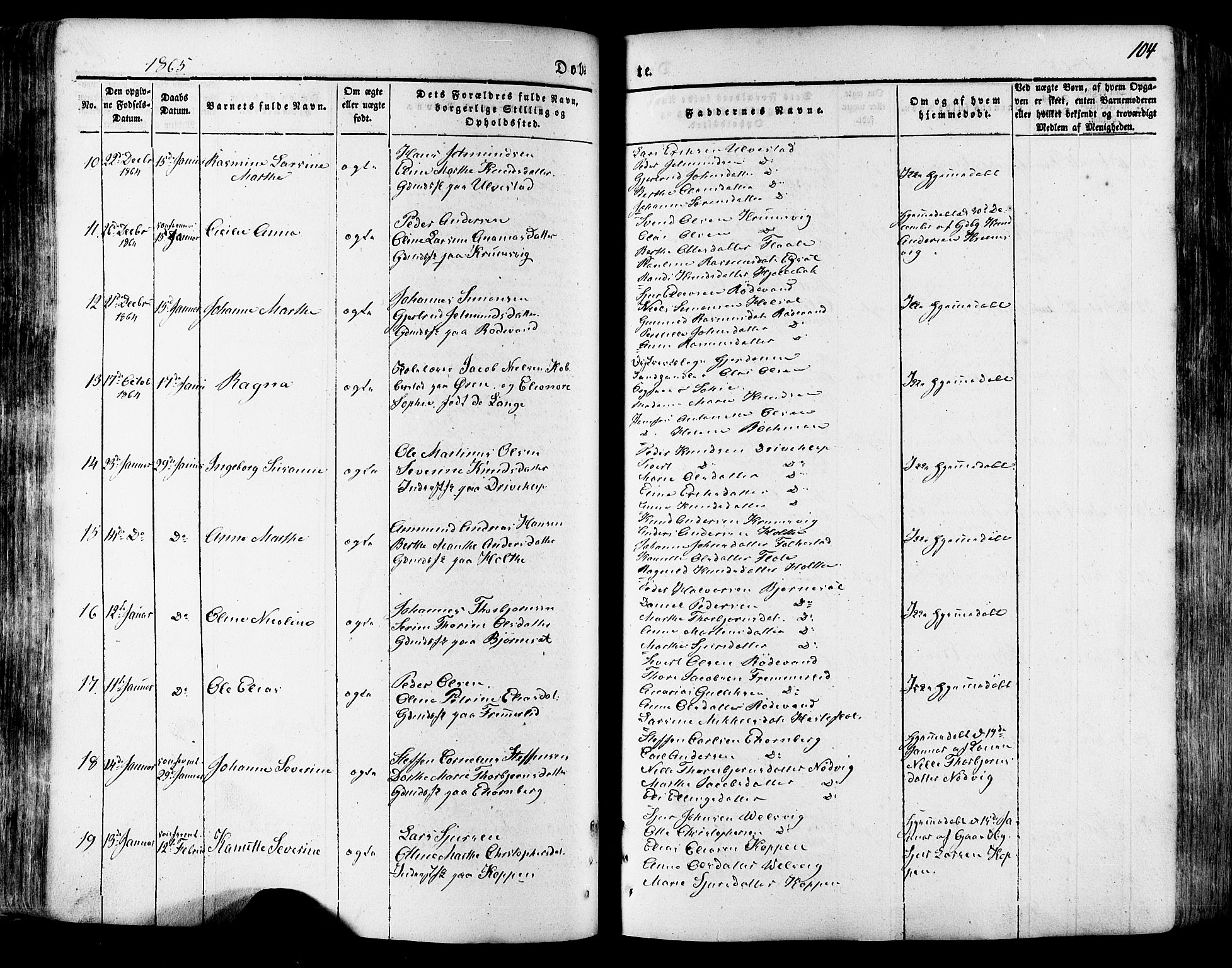Ministerialprotokoller, klokkerbøker og fødselsregistre - Møre og Romsdal, SAT/A-1454/511/L0140: Parish register (official) no. 511A07, 1851-1878, p. 104