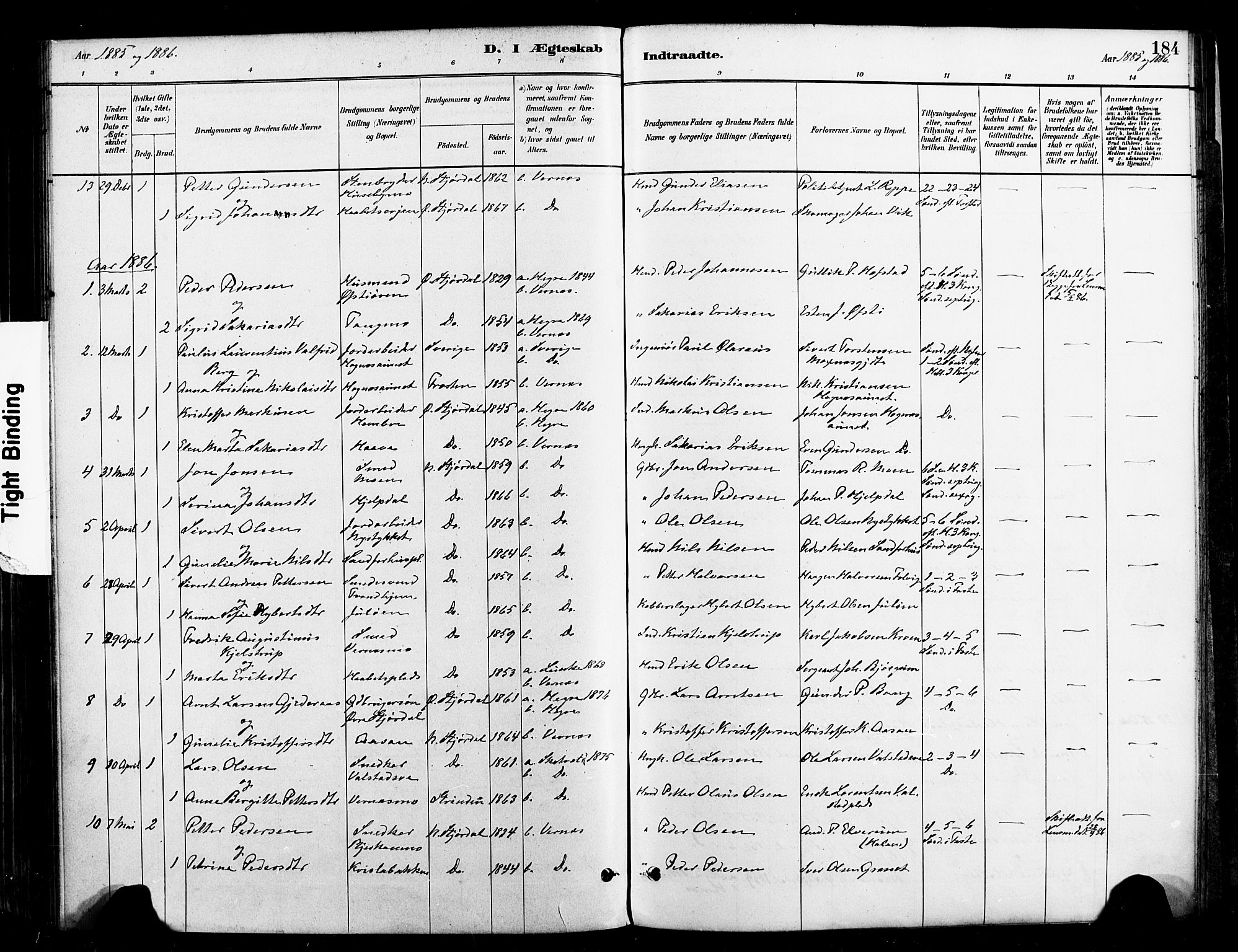 Ministerialprotokoller, klokkerbøker og fødselsregistre - Nord-Trøndelag, SAT/A-1458/709/L0077: Parish register (official) no. 709A17, 1880-1895, p. 184