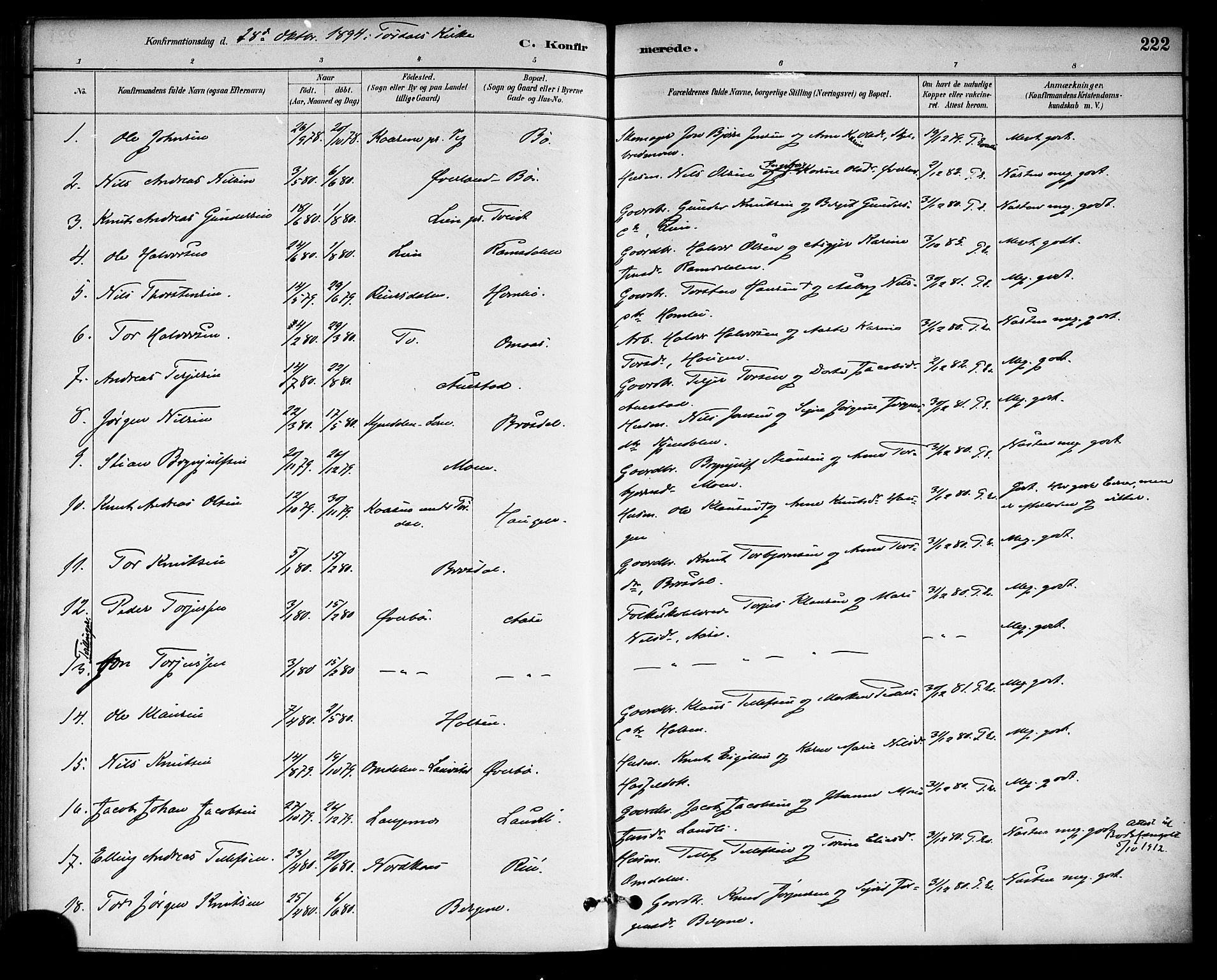Drangedal kirkebøker, SAKO/A-258/F/Fa/L0010: Parish register (official) no. 10 /2, 1885-1894, p. 222