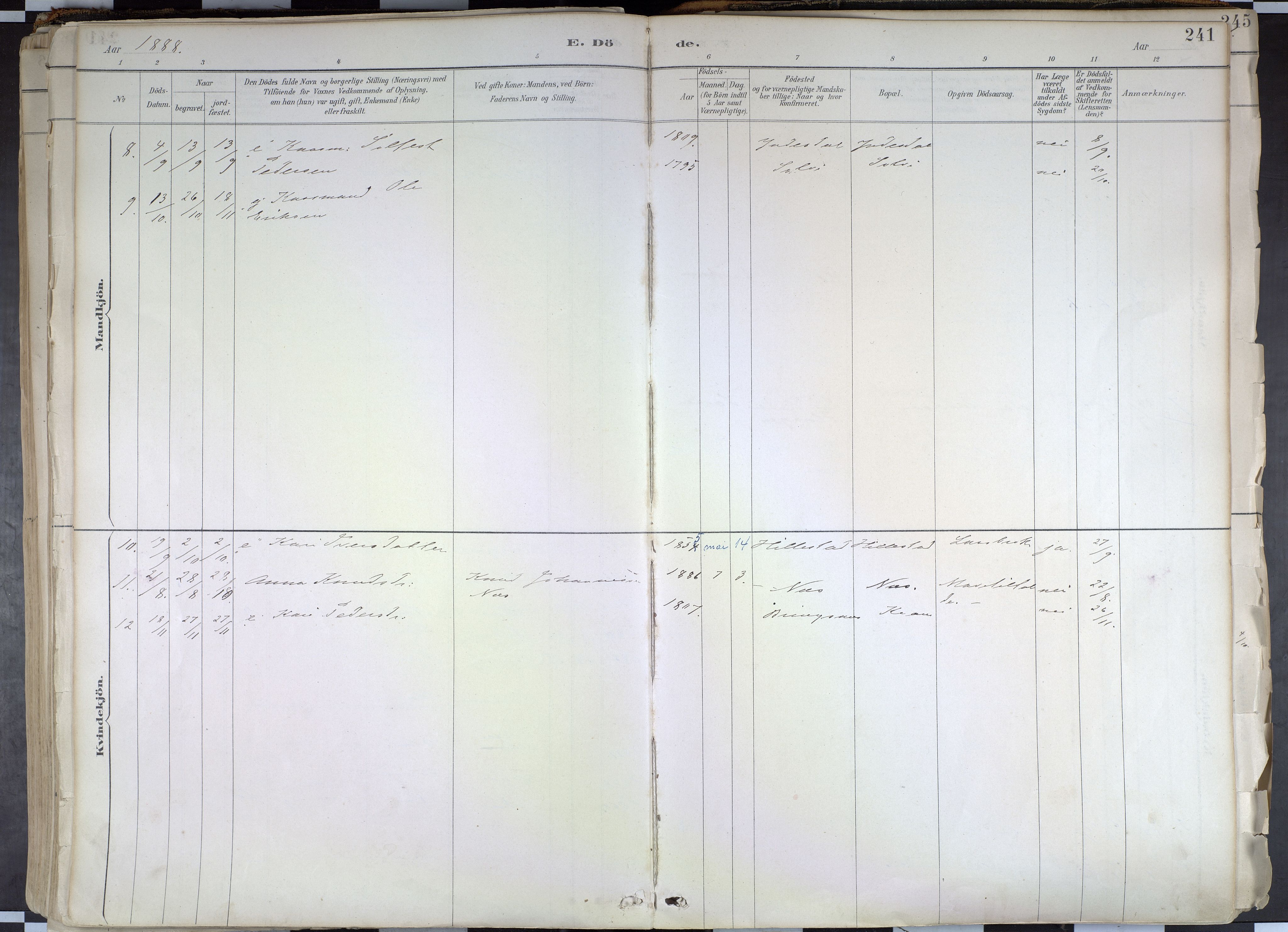 Hafslo sokneprestembete, AV/SAB-A-80301/H/Haa/Haab/L0001: Parish register (official) no. B 1, 1886-1945, p. 241