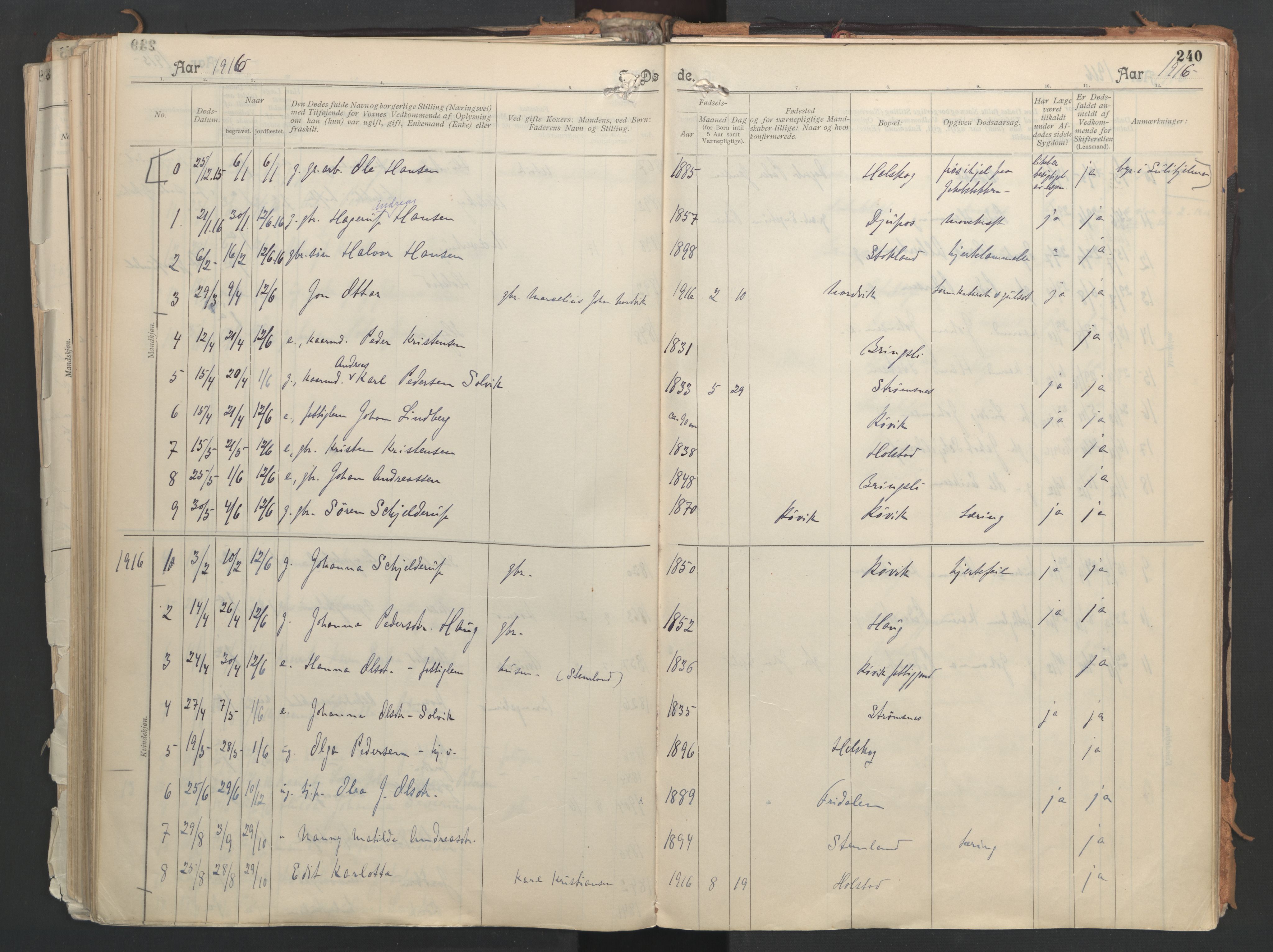 Ministerialprotokoller, klokkerbøker og fødselsregistre - Nordland, AV/SAT-A-1459/851/L0724: Parish register (official) no. 851A01, 1901-1922, p. 240