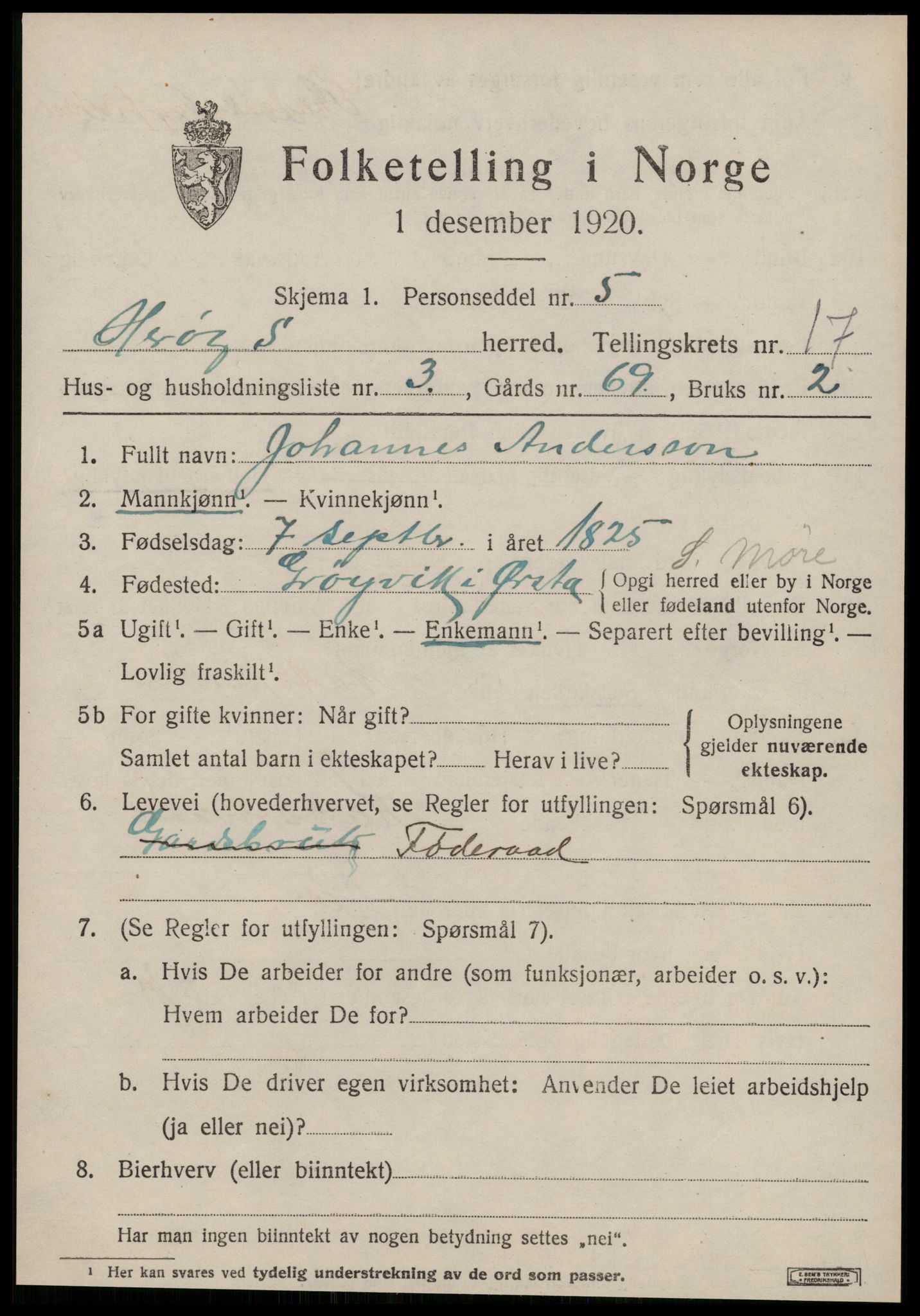 SAT, 1920 census for Herøy (MR), 1920, p. 10393