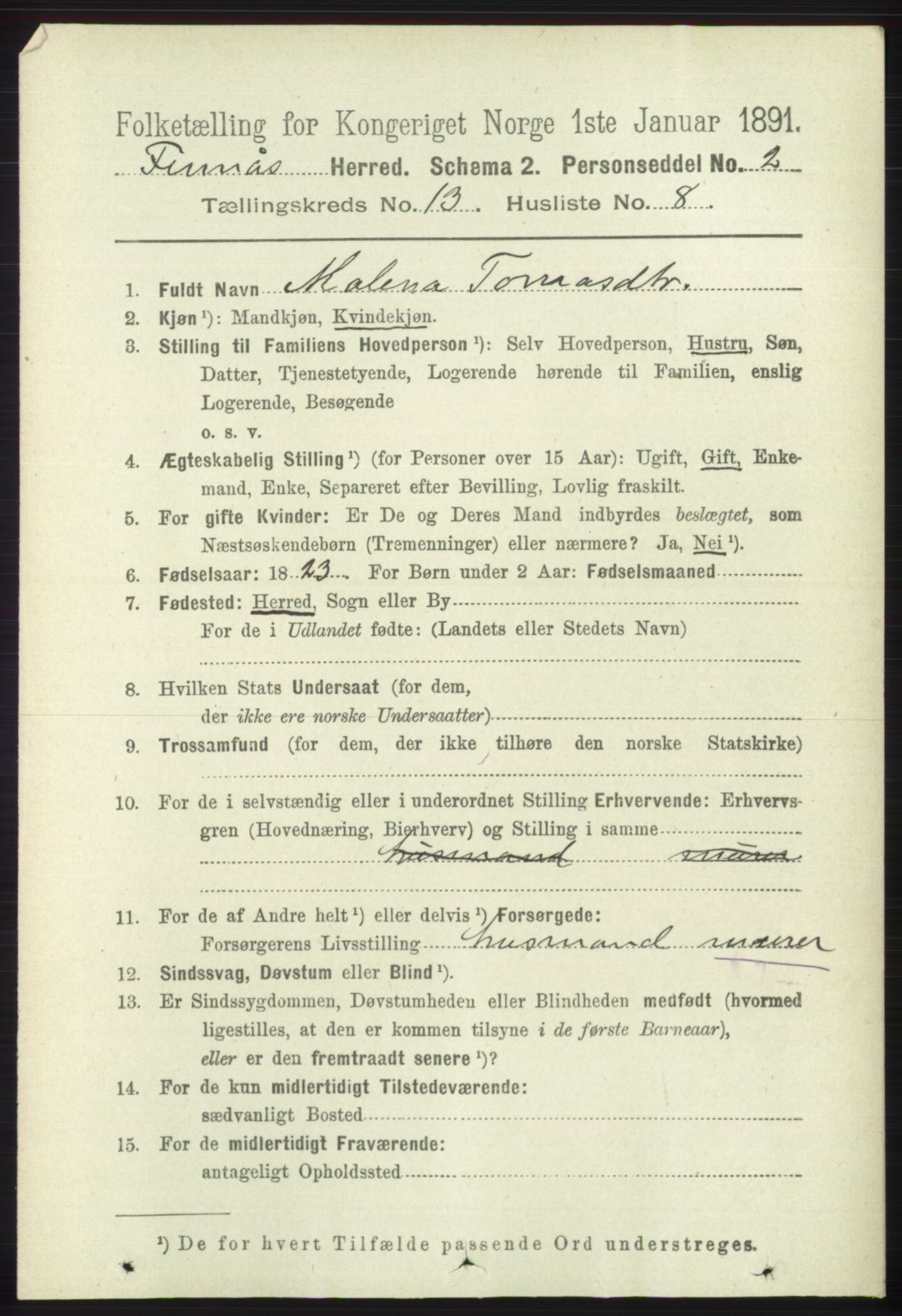 RA, 1891 census for 1218 Finnås, 1891, p. 5642