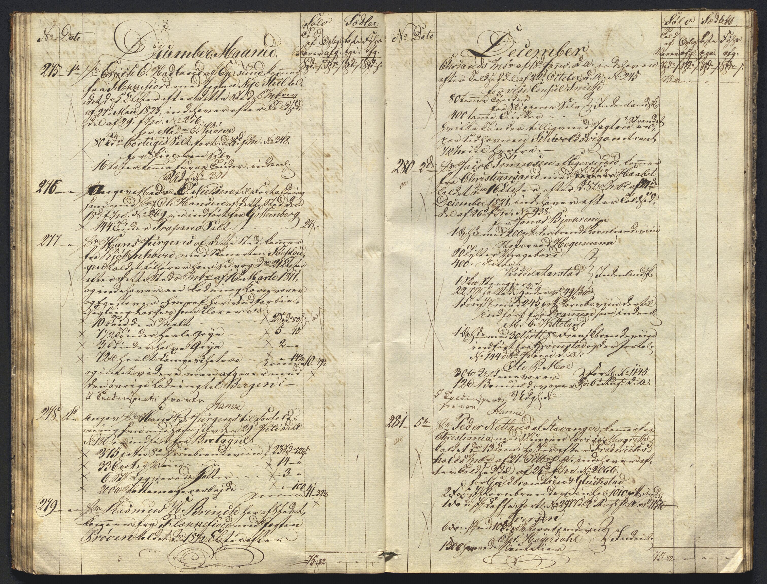 Revisjonsdepartementet, 2. revisjonskontor, AV/RA-S-1115/E/E015/L0059: Egersund: Tollbok, 1825, p. 40b-41a