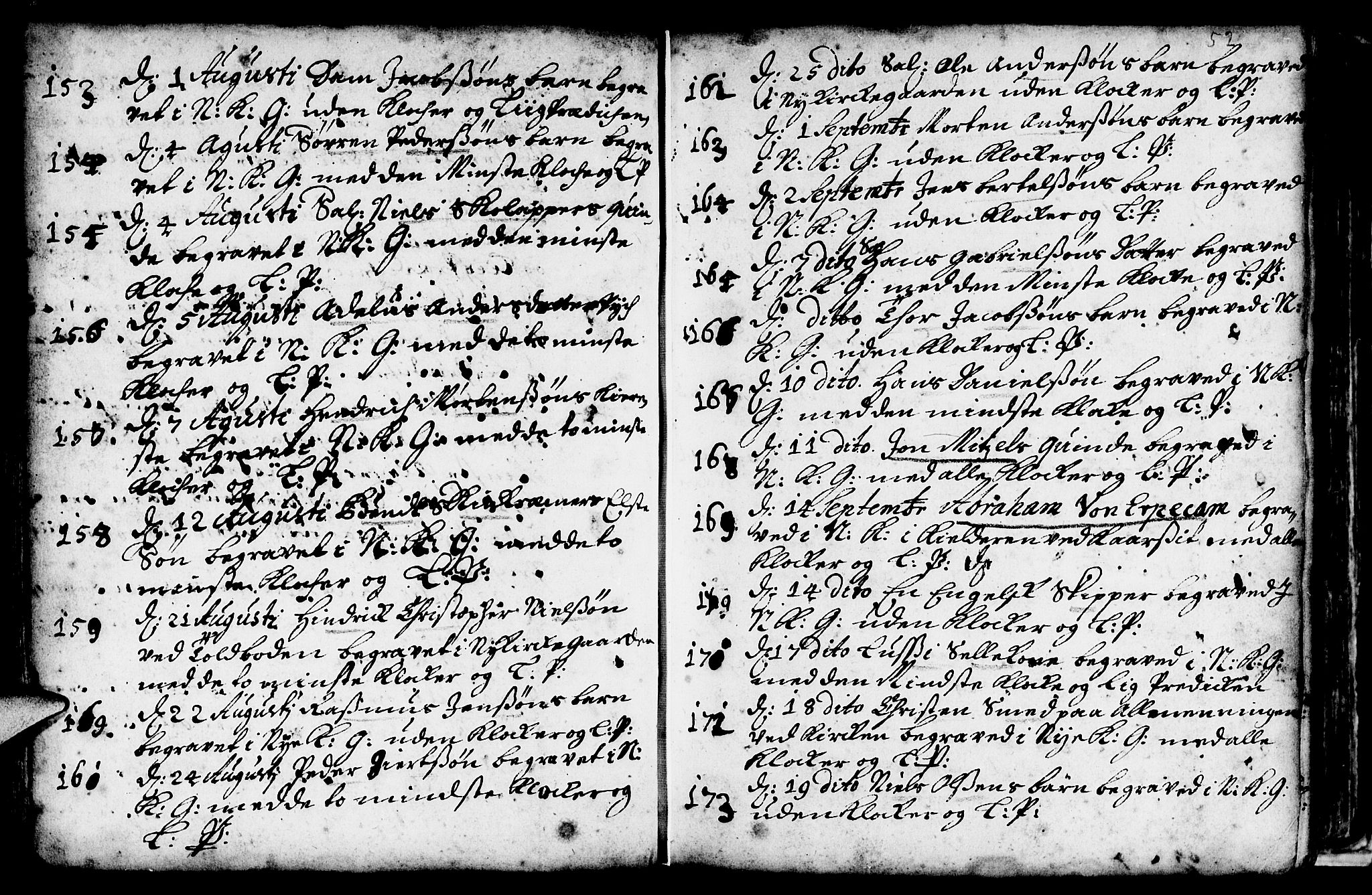 Nykirken Sokneprestembete, AV/SAB-A-77101/H/Haa/L0009: Parish register (official) no. A 9, 1689-1759, p. 52