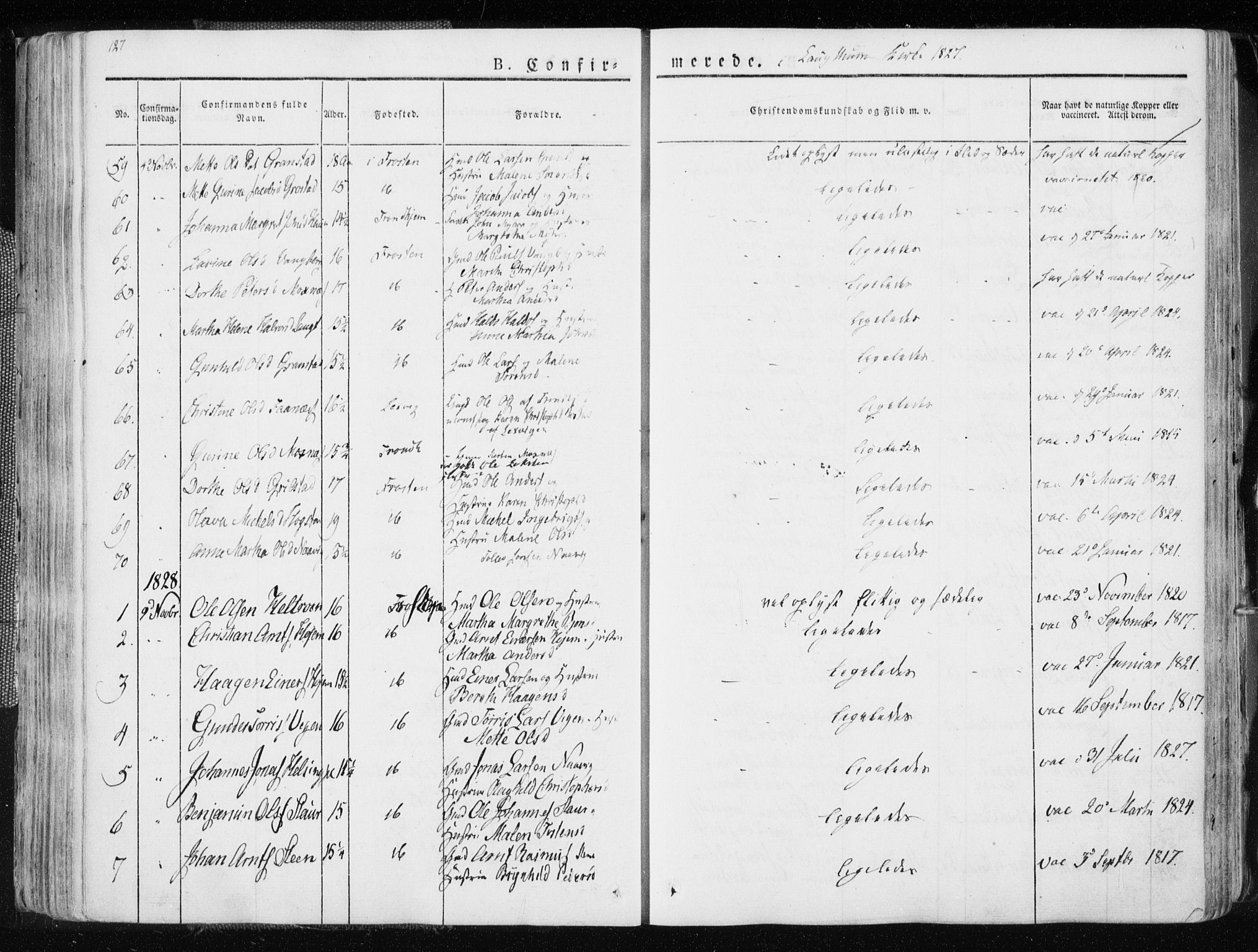 Ministerialprotokoller, klokkerbøker og fødselsregistre - Nord-Trøndelag, SAT/A-1458/713/L0114: Parish register (official) no. 713A05, 1827-1839, p. 127