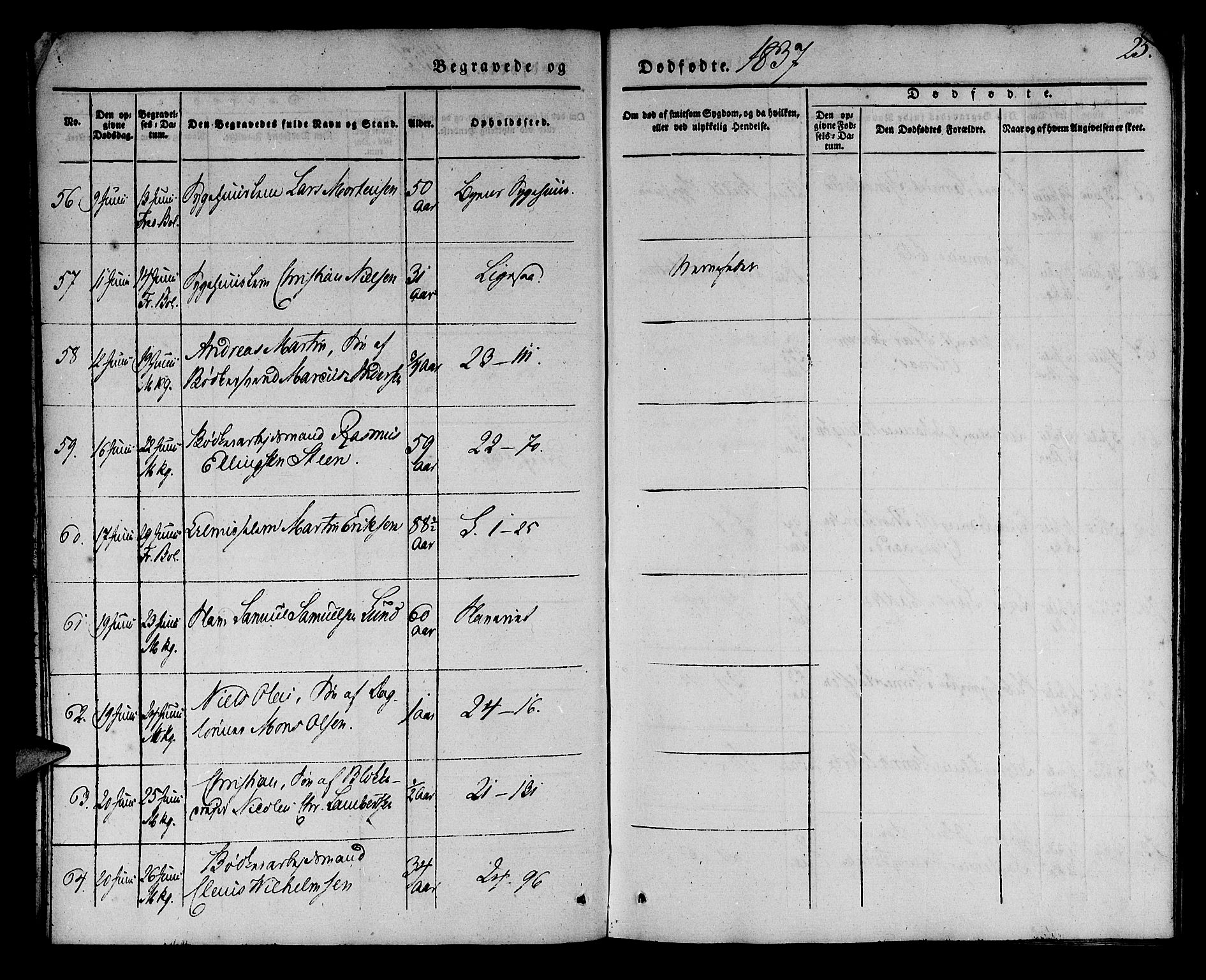 Korskirken sokneprestembete, AV/SAB-A-76101/H/Haa/L0043: Parish register (official) no. E 1, 1834-1848, p. 25