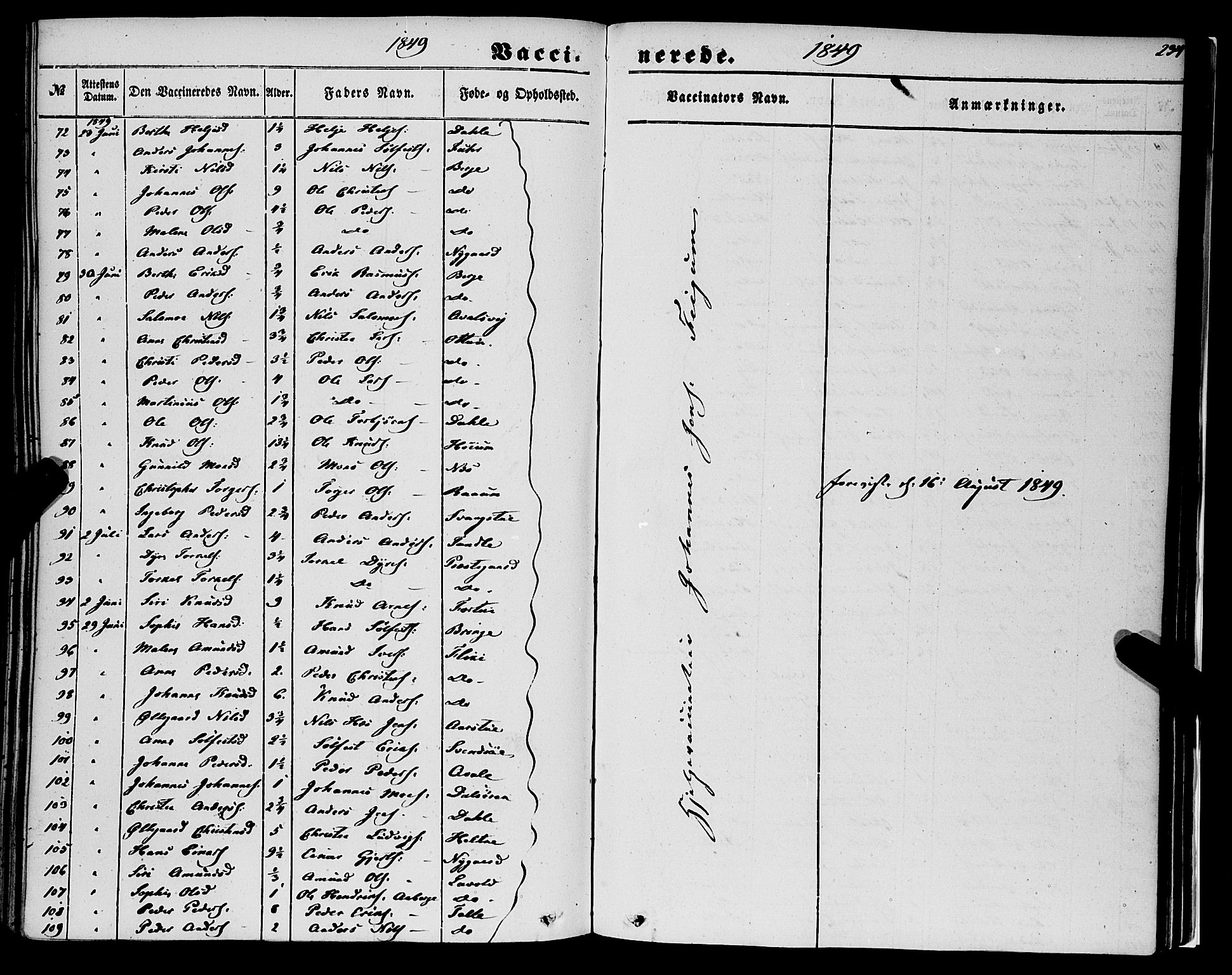 Luster sokneprestembete, AV/SAB-A-81101/H/Haa/Haaa/L0007: Parish register (official) no. A 7, 1849-1859, p. 234