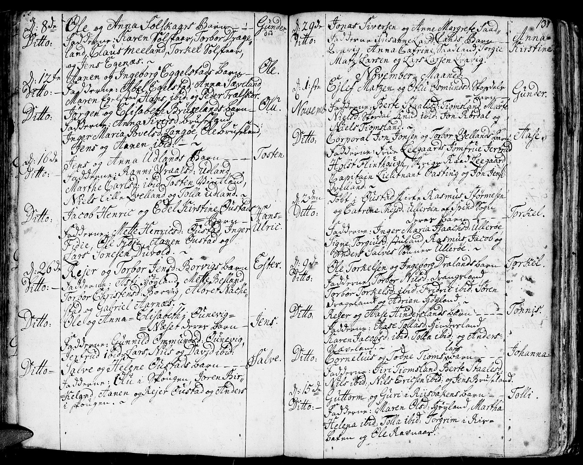 Lyngdal sokneprestkontor, AV/SAK-1111-0029/F/Fa/Fac/L0001: Parish register (official) no. A 1, 1727-1779, p. 137