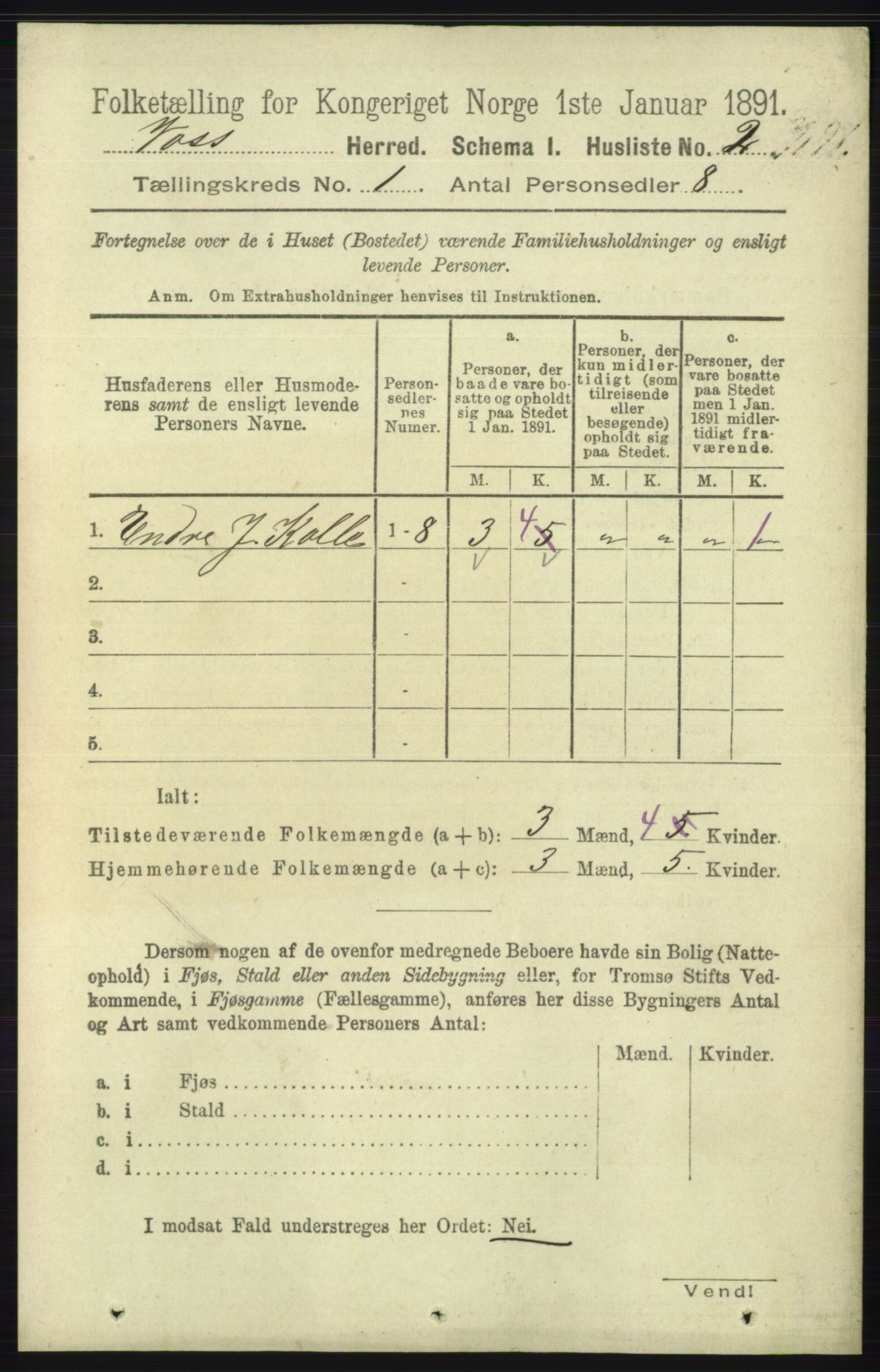 RA, 1891 census for 1235 Voss, 1891, p. 41