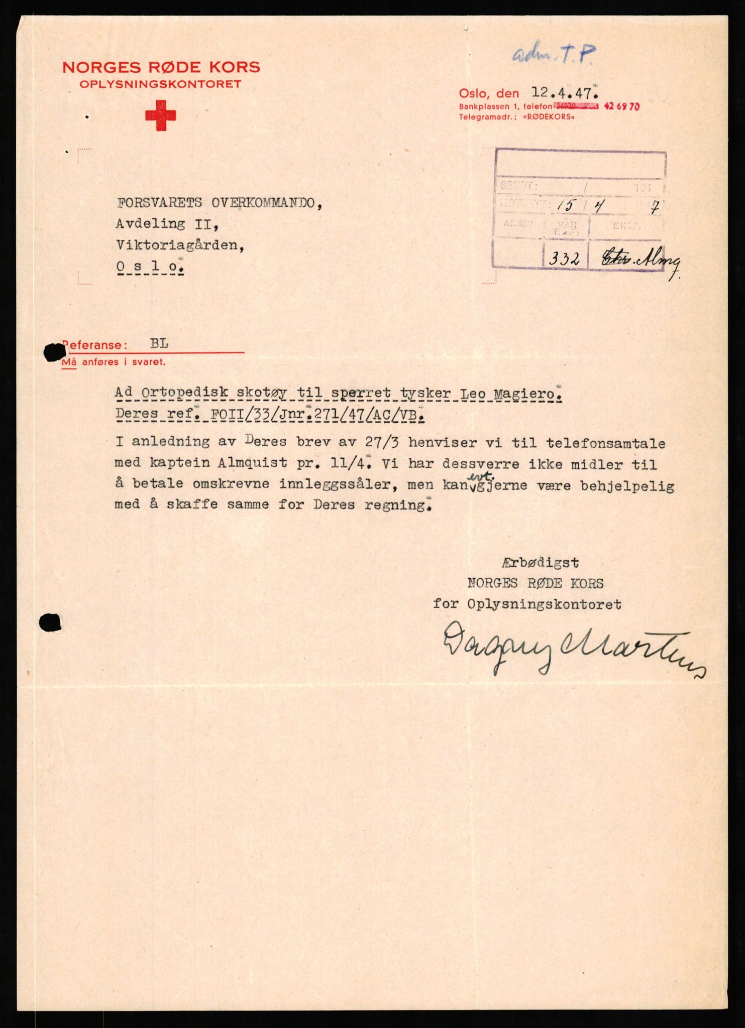 Forsvaret, Forsvarets overkommando II, AV/RA-RAFA-3915/D/Db/L0021: CI Questionaires. Tyske okkupasjonsstyrker i Norge. Tyskere., 1945-1946, p. 47