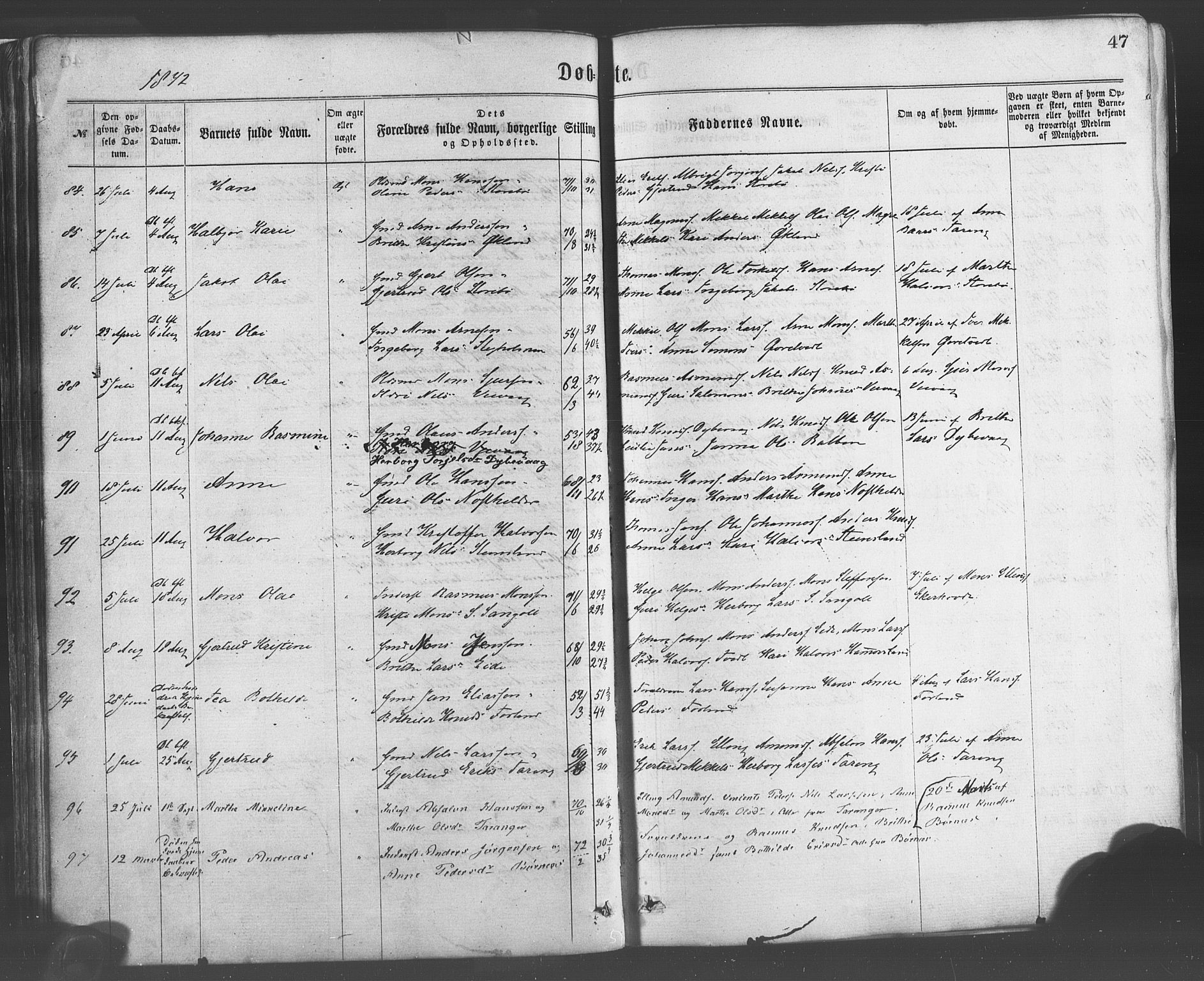 Sund sokneprestembete, AV/SAB-A-99930: Parish register (official) no. A 15, 1867-1881, p. 47