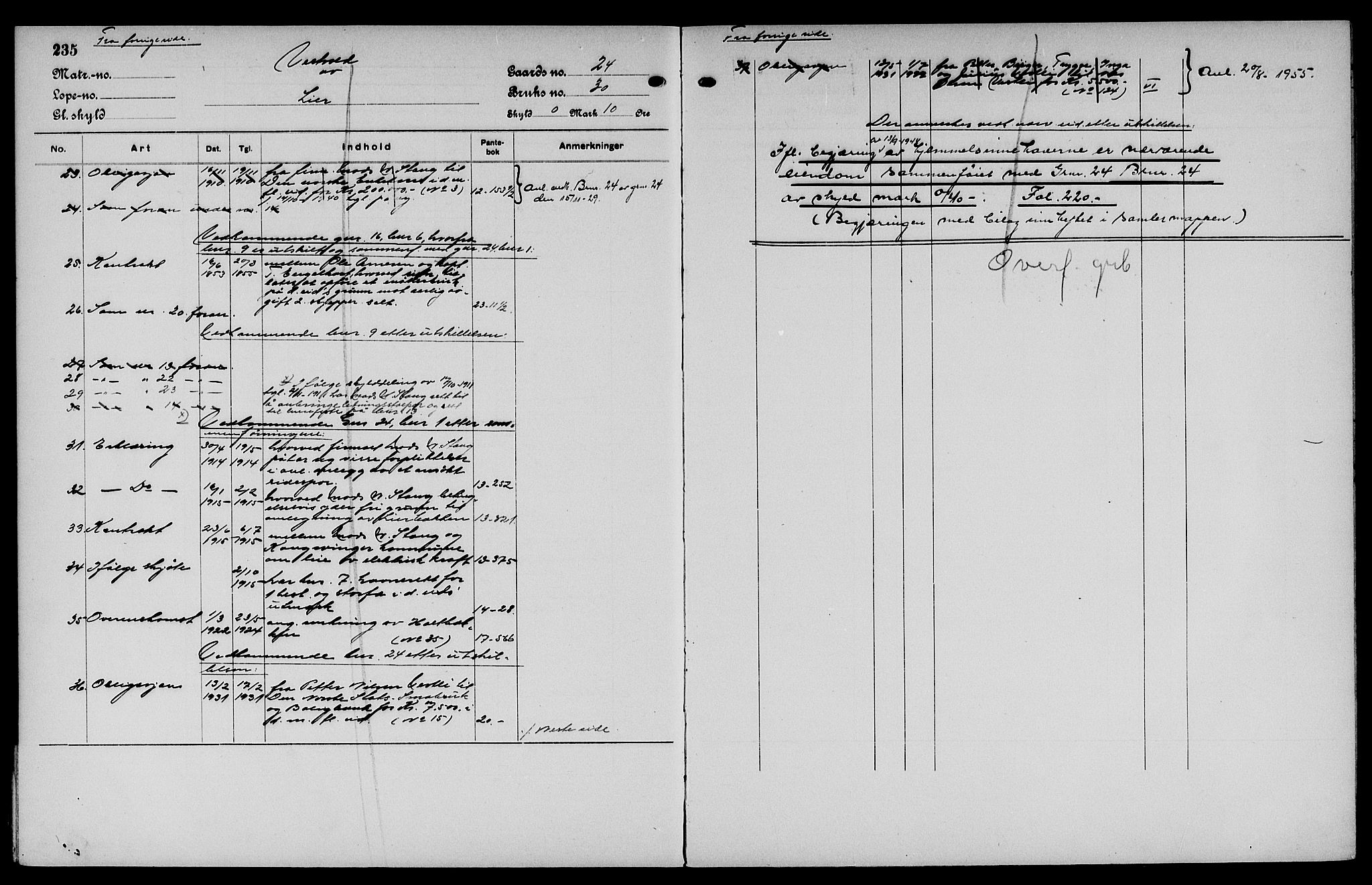 Vinger og Odal sorenskriveri, SAH/TING-022/H/Ha/Hac/Hacc/L0004: Mortgage register no. 3.4, 1923, p. 235