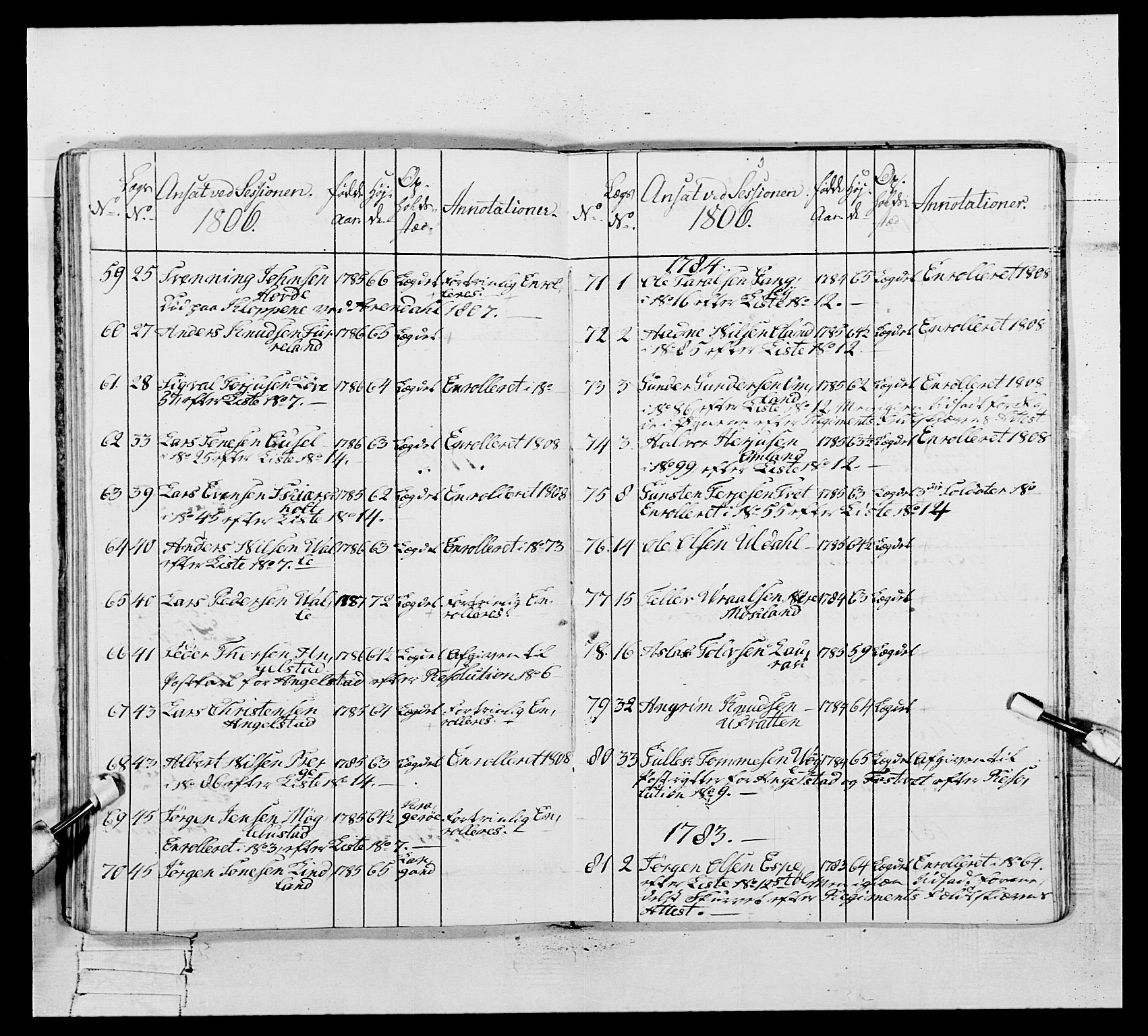 Generalitets- og kommissariatskollegiet, Det kongelige norske kommissariatskollegium, AV/RA-EA-5420/E/Eh/L0109: Vesterlenske nasjonale infanteriregiment, 1806, p. 259