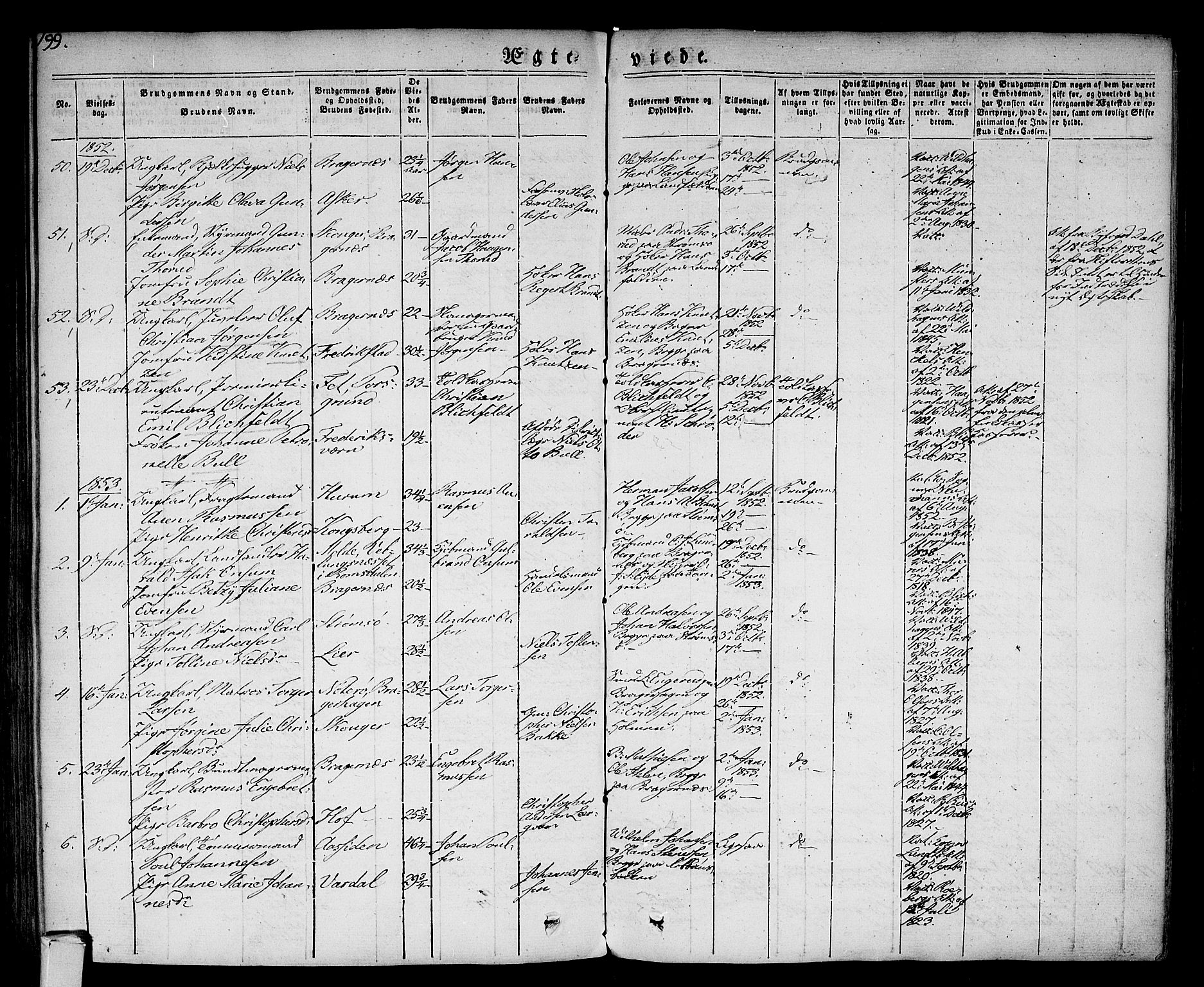 Bragernes kirkebøker, SAKO/A-6/F/Fc/L0001: Parish register (official) no. III 1, 1830-1853, p. 199
