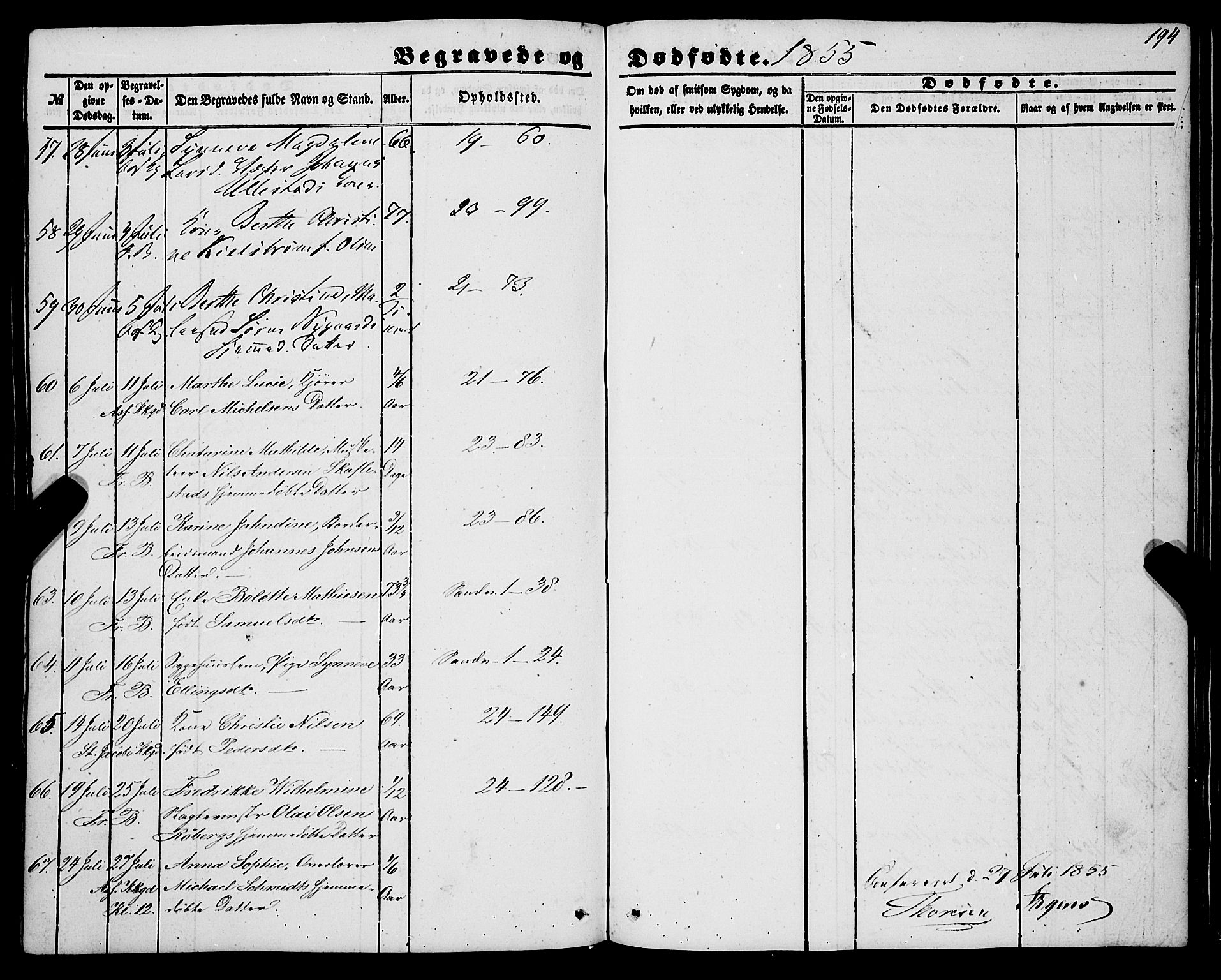 Korskirken sokneprestembete, AV/SAB-A-76101/H/Haa: Parish register (official) no. E 2, 1848-1862, p. 194