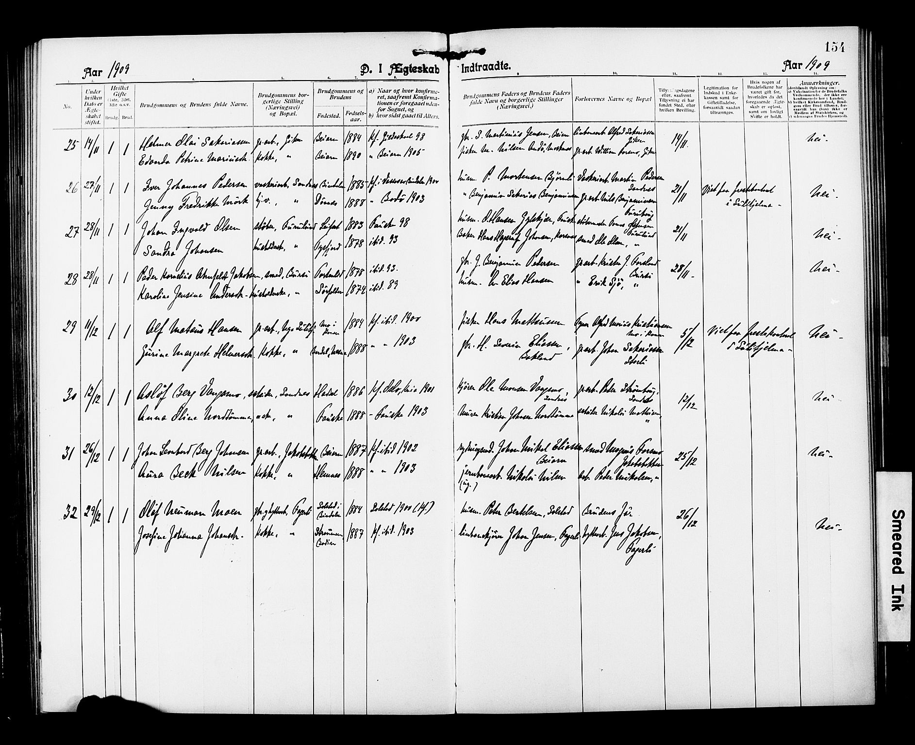 Ministerialprotokoller, klokkerbøker og fødselsregistre - Nordland, AV/SAT-A-1459/850/L0709: Parish register (official) no. 850A01, 1899-1909, p. 154