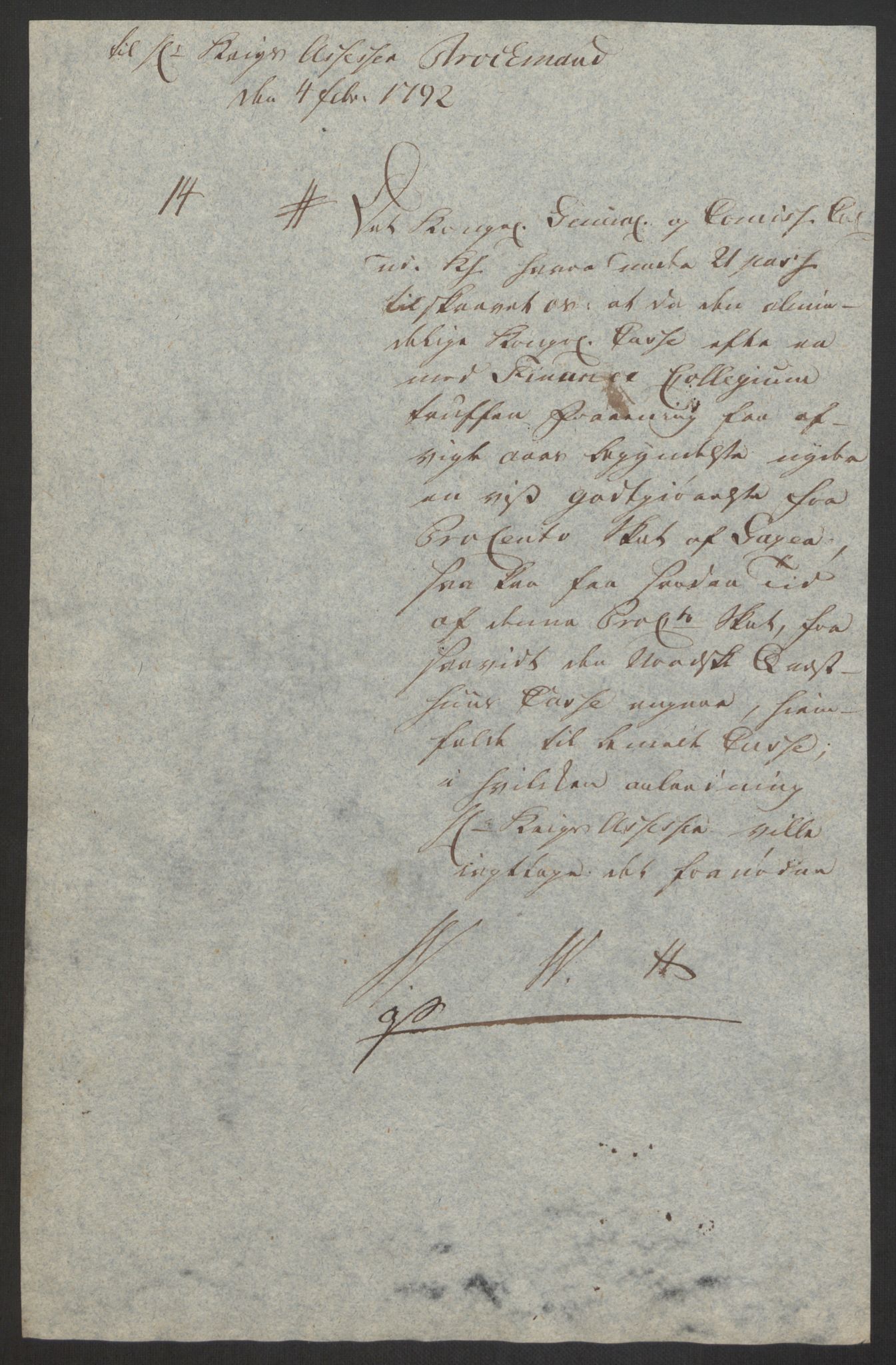Forsvaret, Den norske kvesthuskasse/krigshospitalkasse, AV/RA-RAFA-1887/F/Fa/L0008: Konsepter, 1790-1793, p. 743