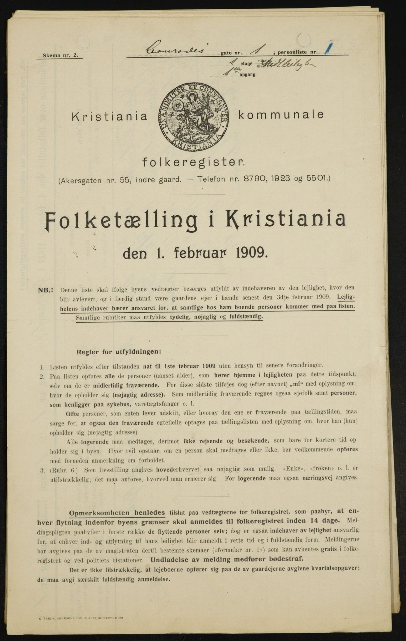 OBA, Municipal Census 1909 for Kristiania, 1909, p. 12037