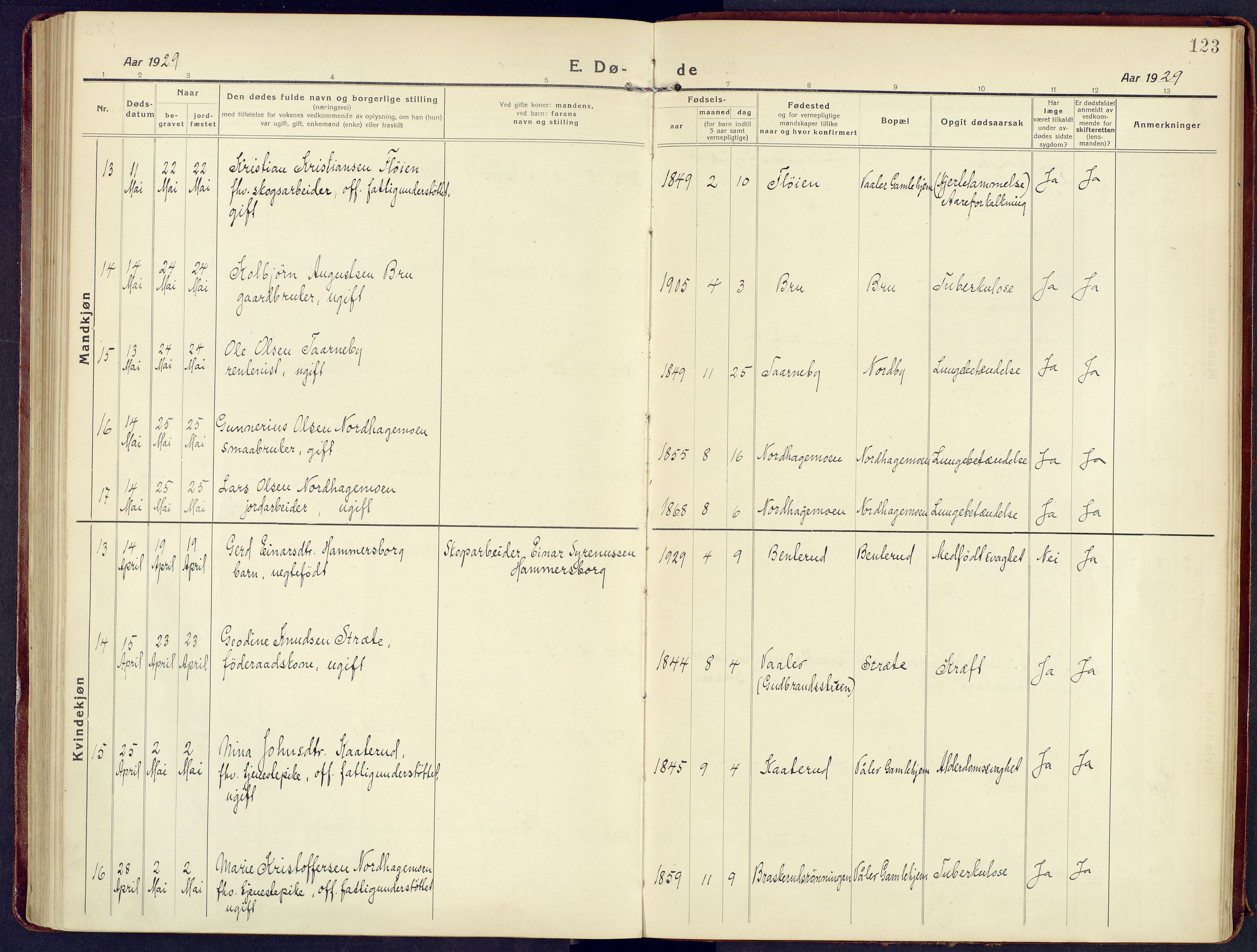 Våler prestekontor, Hedmark, SAH/PREST-040/H/Ha/Haa/L0011: Parish register (official) no. 11, 1919-1933, p. 123