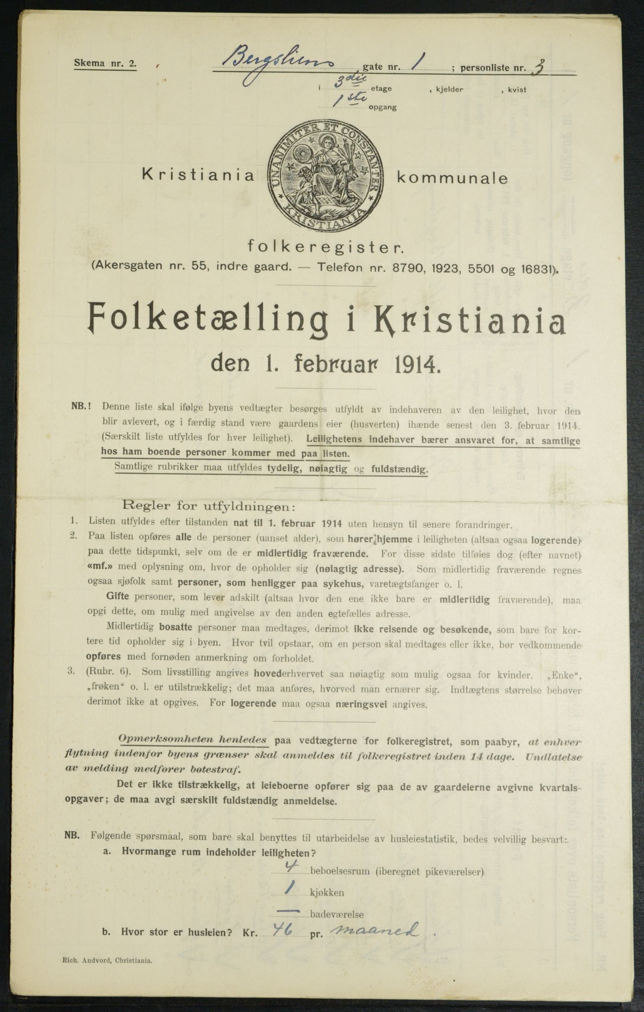 OBA, Municipal Census 1914 for Kristiania, 1914, p. 4031