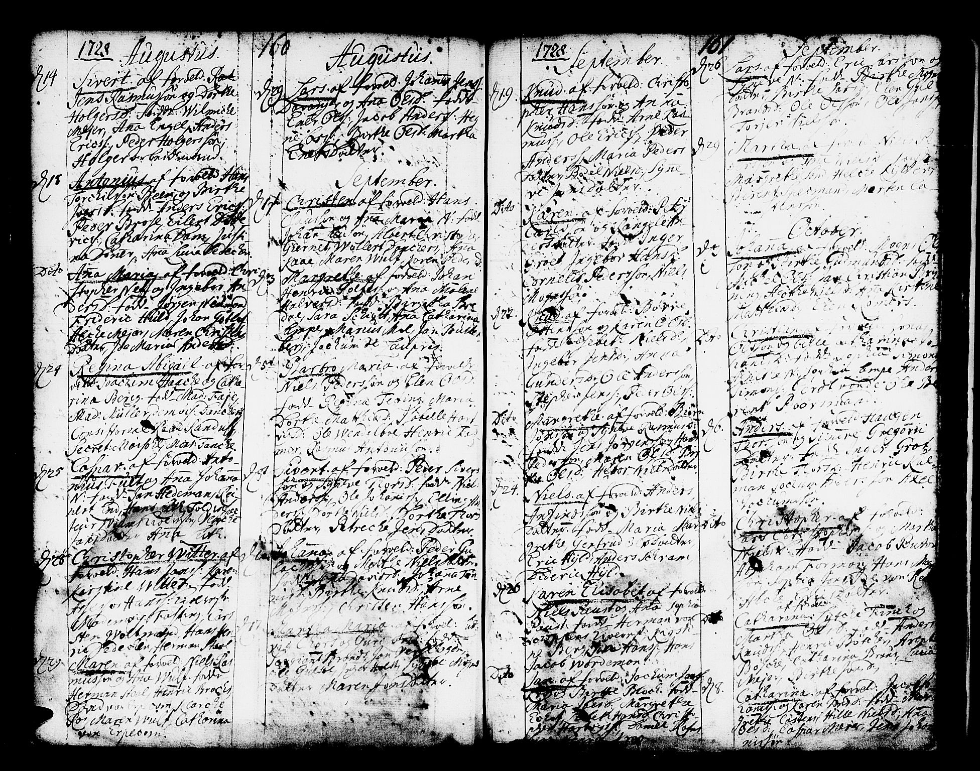 Domkirken sokneprestembete, AV/SAB-A-74801/H/Haa/L0001: Parish register (official) no. A 1, 1719-1732, p. 160-161