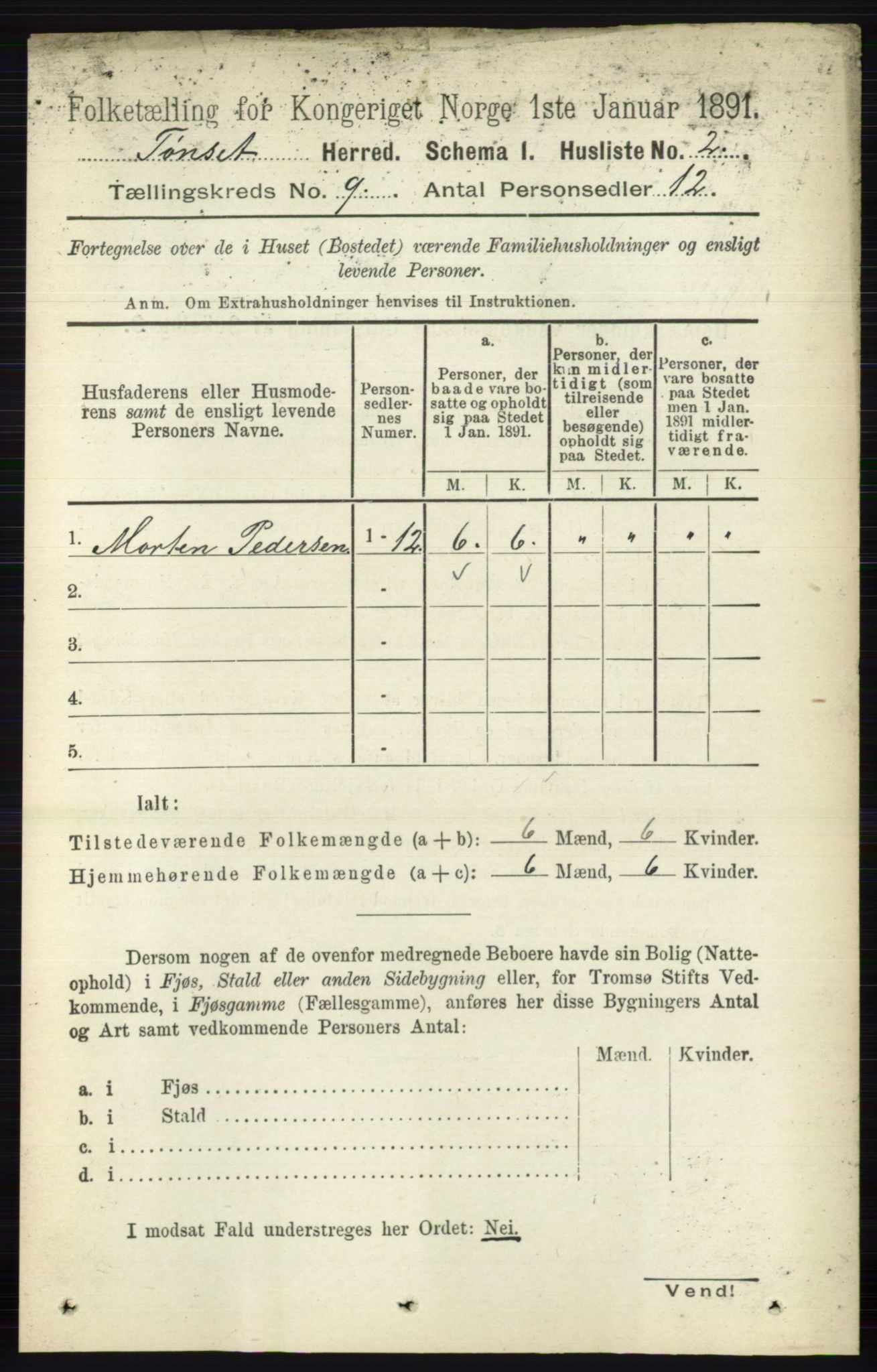 RA, 1891 census for 0437 Tynset, 1891, p. 2349