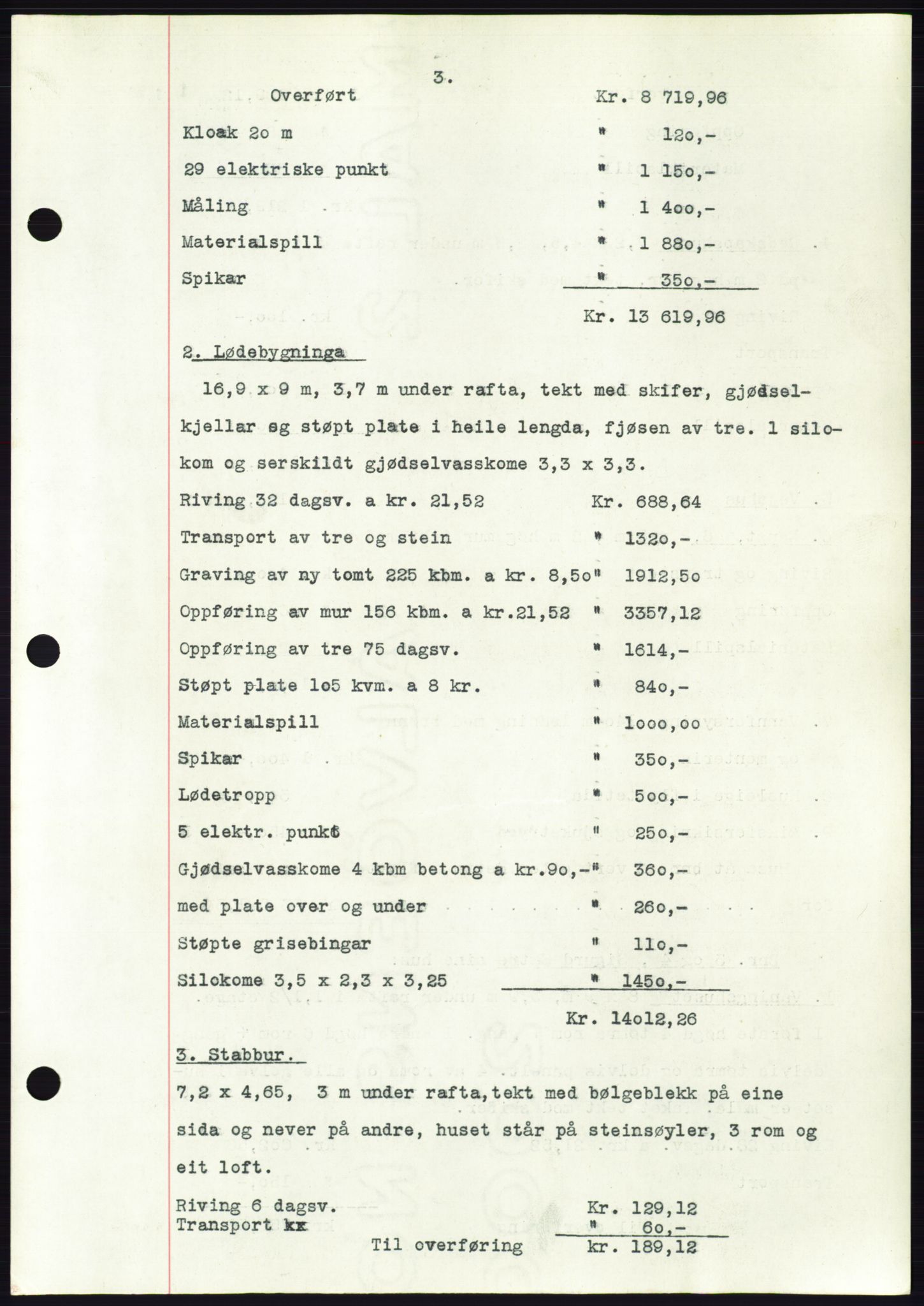 Søre Sunnmøre sorenskriveri, AV/SAT-A-4122/1/2/2C/L0099: Mortgage book no. 25A, 1954-1954, Diary no: : 3059/1954