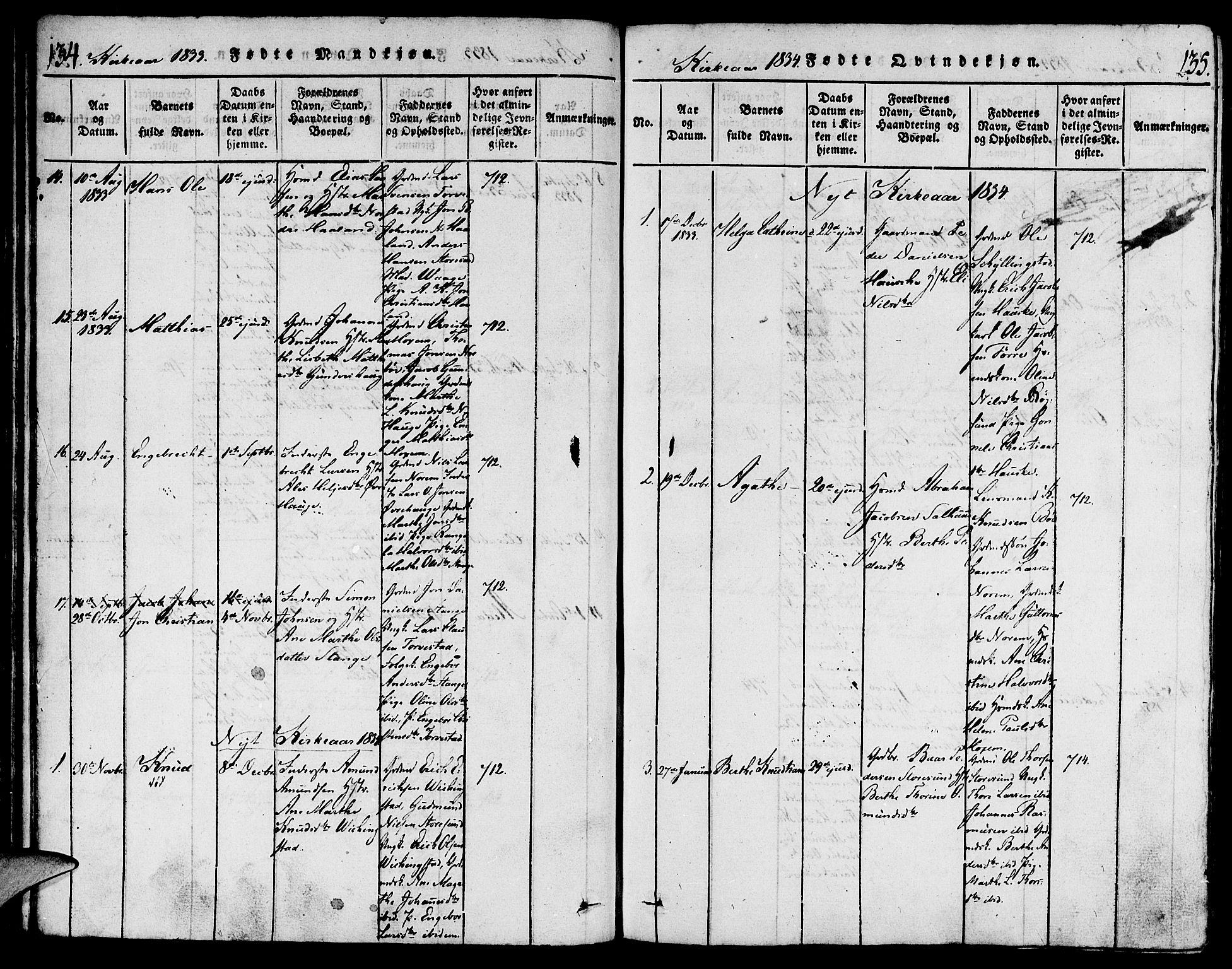 Torvastad sokneprestkontor, AV/SAST-A -101857/H/Ha/Haa/L0004: Parish register (official) no. A 3 /1, 1817-1836, p. 134-135