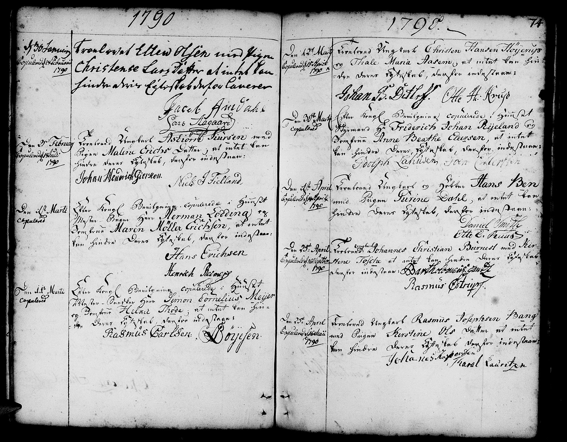 Nykirken Sokneprestembete, SAB/A-77101/H/Haa/L0008: Parish register (official) no. A 8, 1776-1814, p. 74
