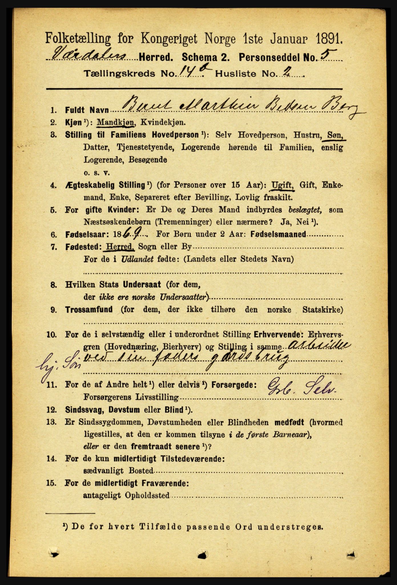 RA, 1891 census for 1721 Verdal, 1891, p. 7374