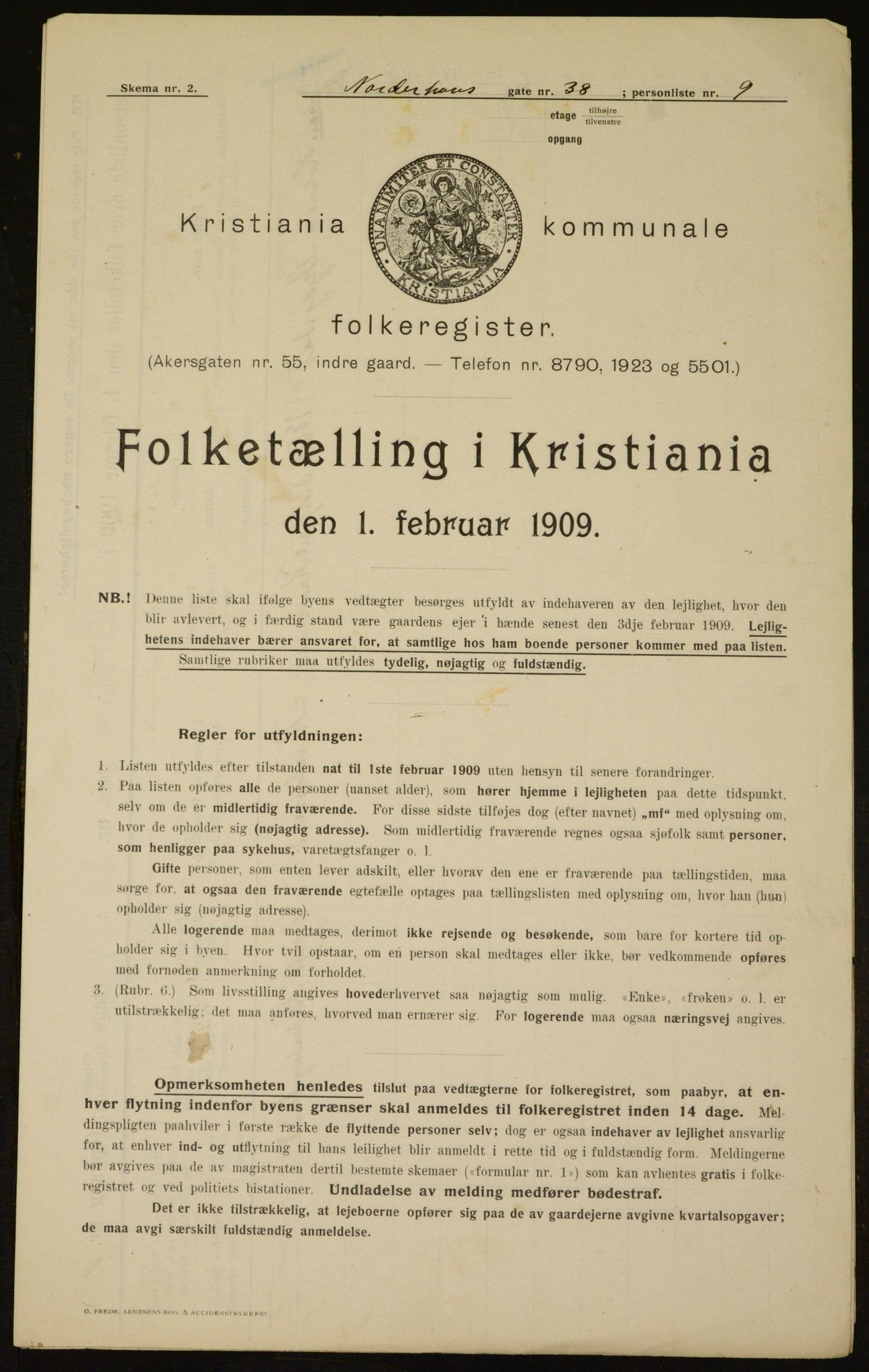 OBA, Municipal Census 1909 for Kristiania, 1909, p. 66158