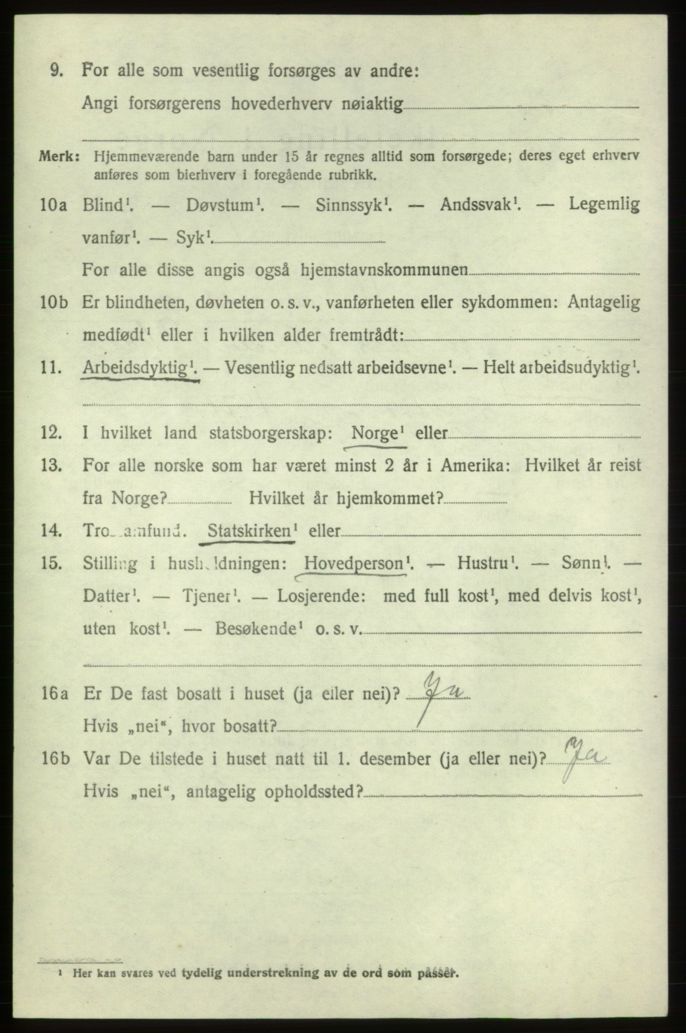 SAB, 1920 census for Tysnes, 1920, p. 3313