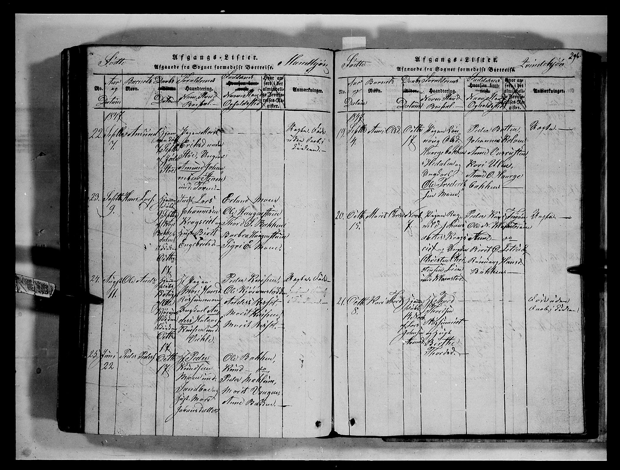 Fron prestekontor, AV/SAH-PREST-078/H/Ha/Hab/L0002: Parish register (copy) no. 2, 1816-1850, p. 296