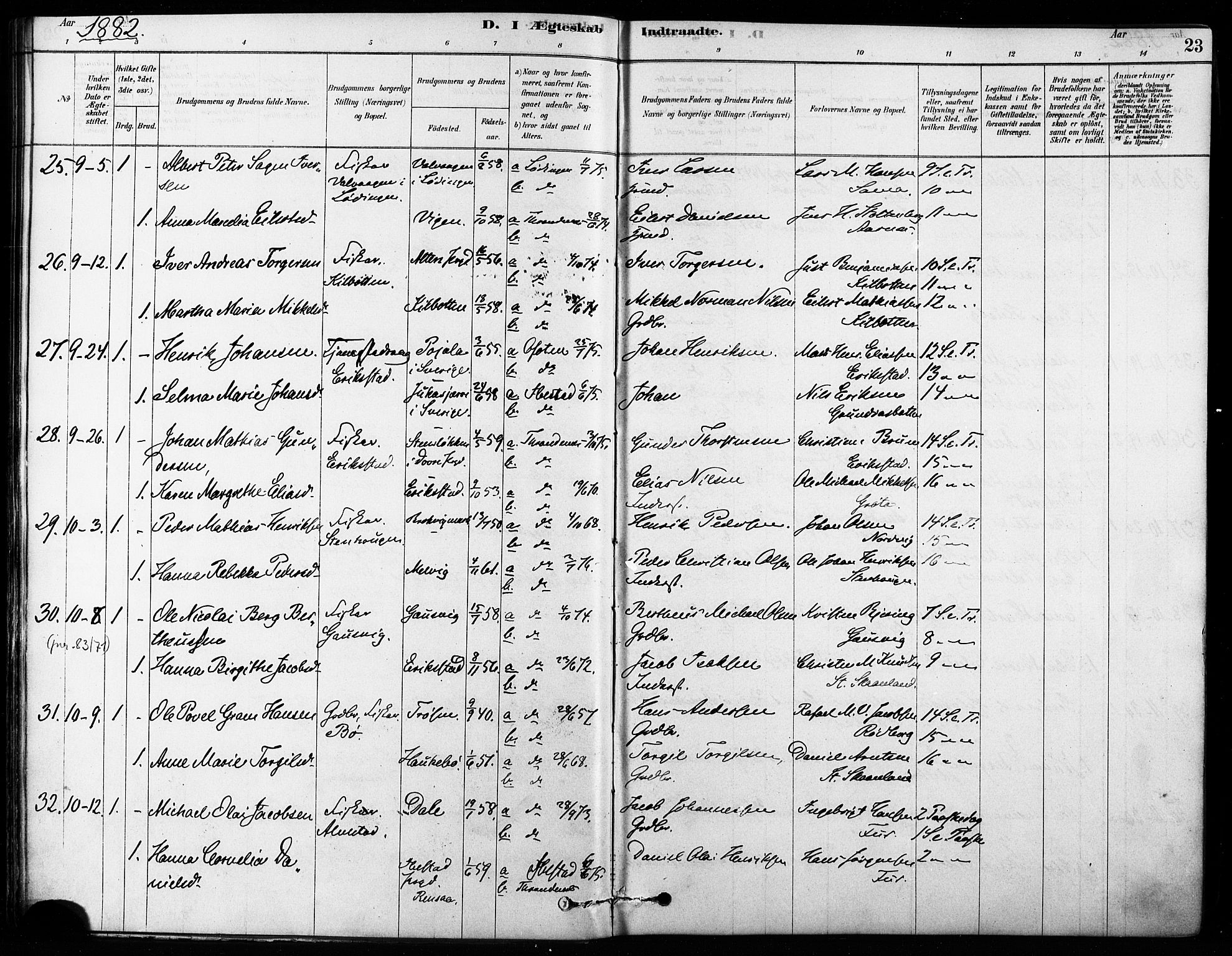Trondenes sokneprestkontor, SATØ/S-1319/H/Ha/L0015kirke: Parish register (official) no. 15, 1878-1889, p. 23
