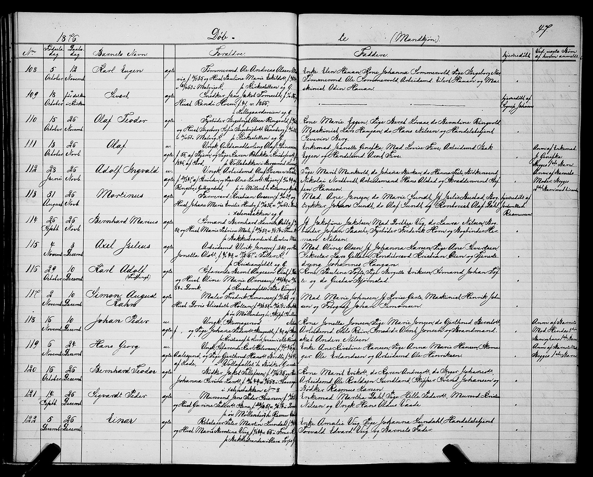 Ministerialprotokoller, klokkerbøker og fødselsregistre - Sør-Trøndelag, SAT/A-1456/604/L0220: Parish register (copy) no. 604C03, 1870-1885, p. 47