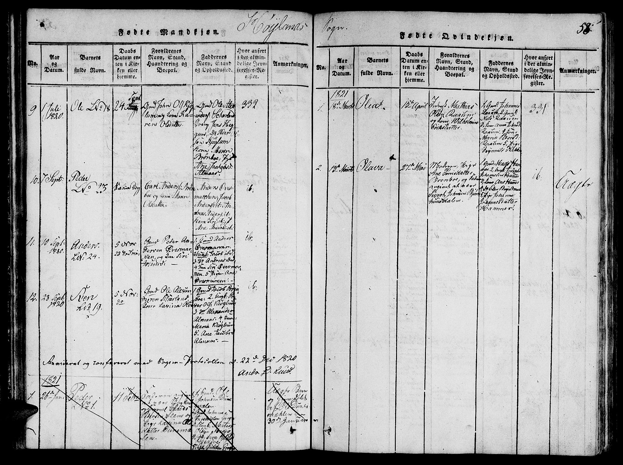 Ministerialprotokoller, klokkerbøker og fødselsregistre - Nord-Trøndelag, SAT/A-1458/764/L0546: Parish register (official) no. 764A06 /3, 1817-1821, p. 58