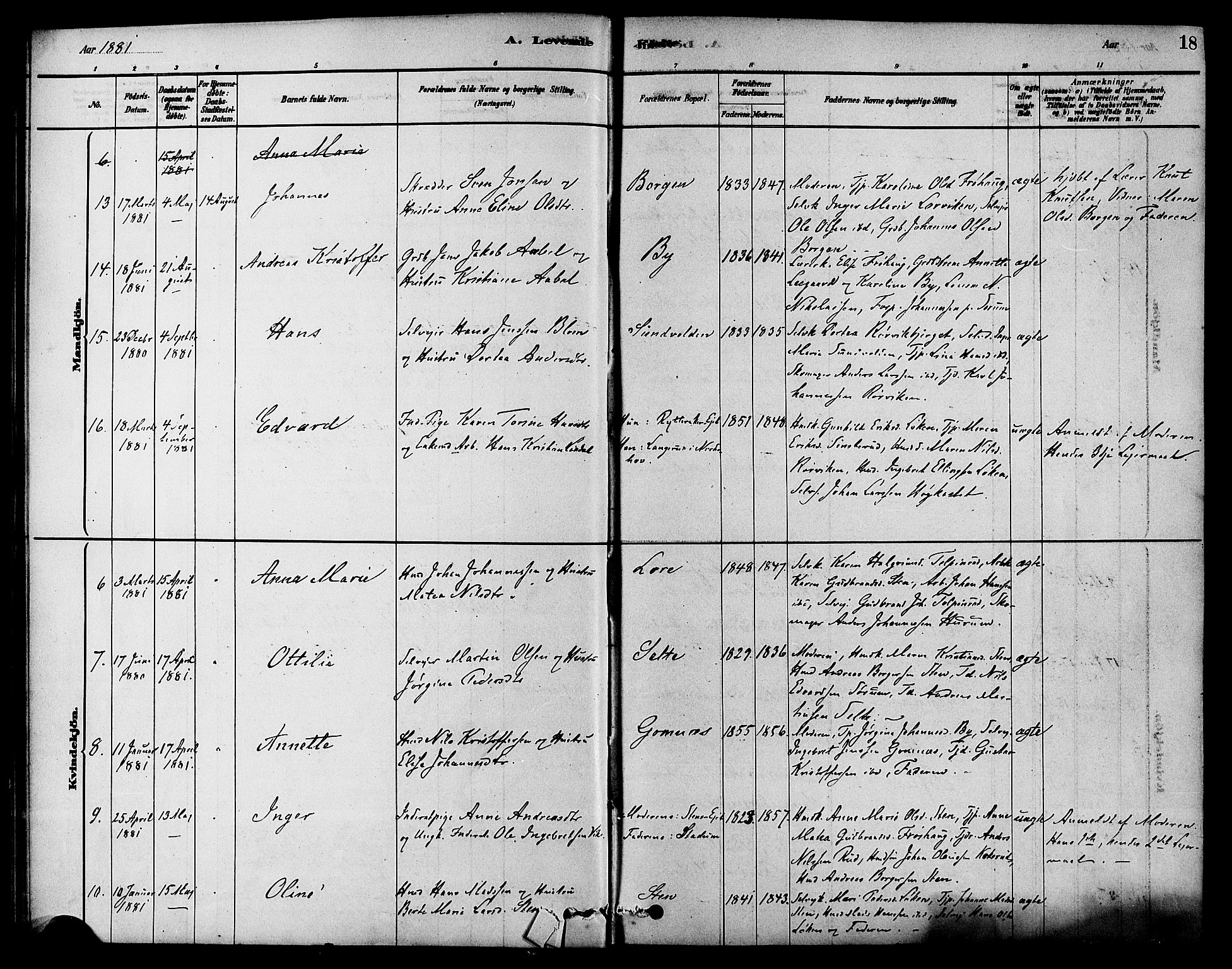 Hole kirkebøker, AV/SAKO-A-228/F/Fa/L0008: Parish register (official) no. I 8, 1878-1891, p. 18