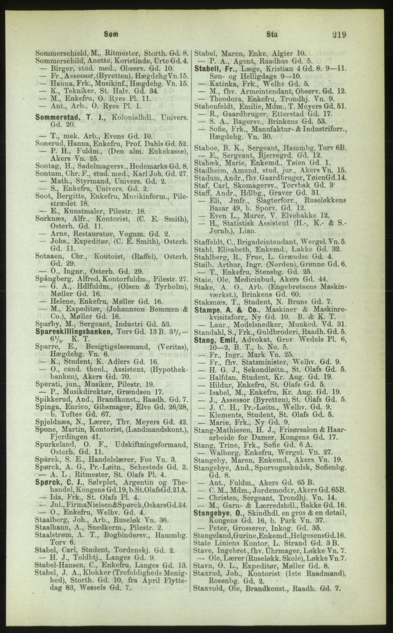 Kristiania/Oslo adressebok, PUBL/-, 1883, p. 219