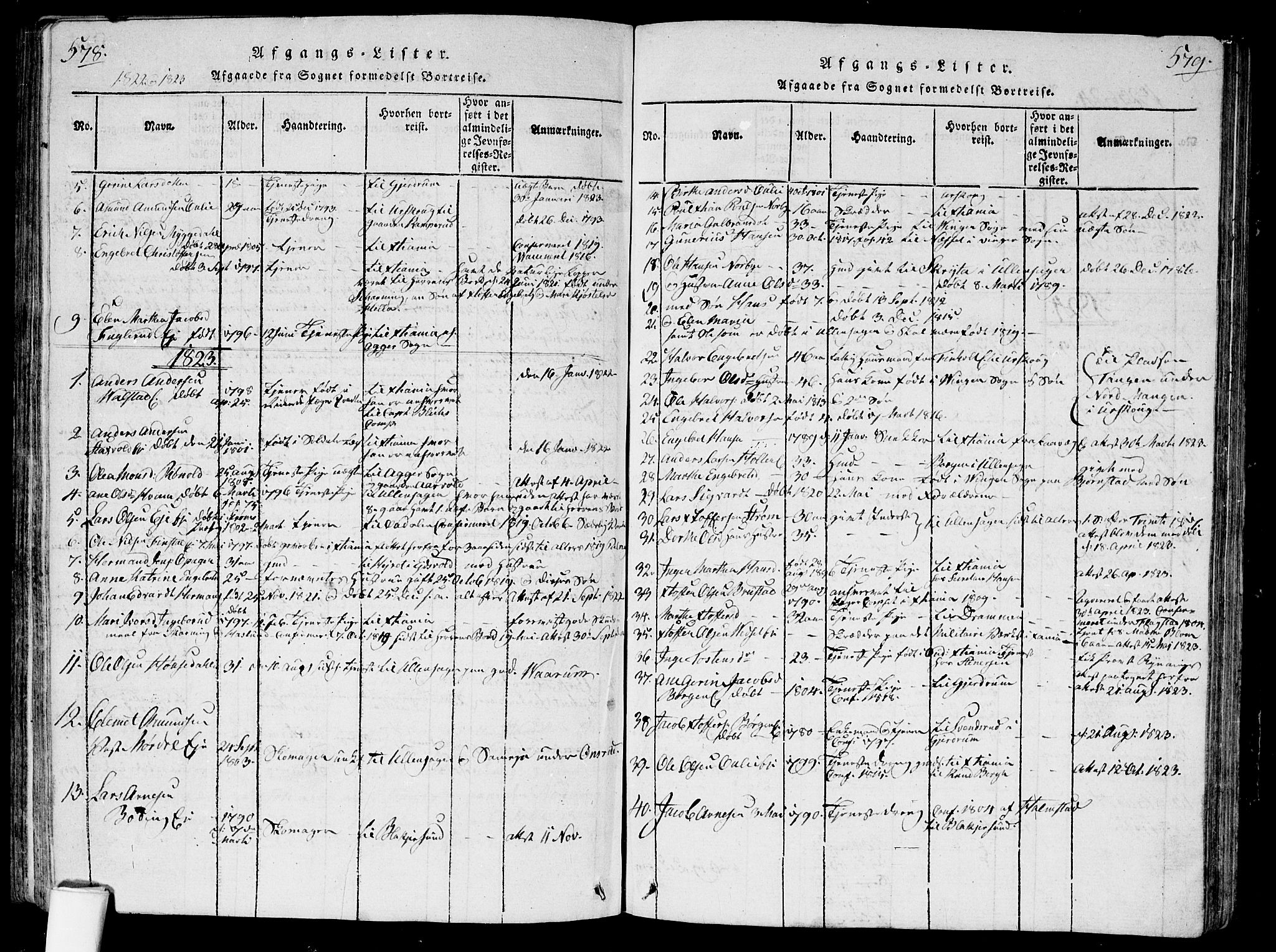 Nes prestekontor Kirkebøker, AV/SAO-A-10410/G/Ga/L0001: Parish register (copy) no. I 1, 1815-1835, p. 578-579